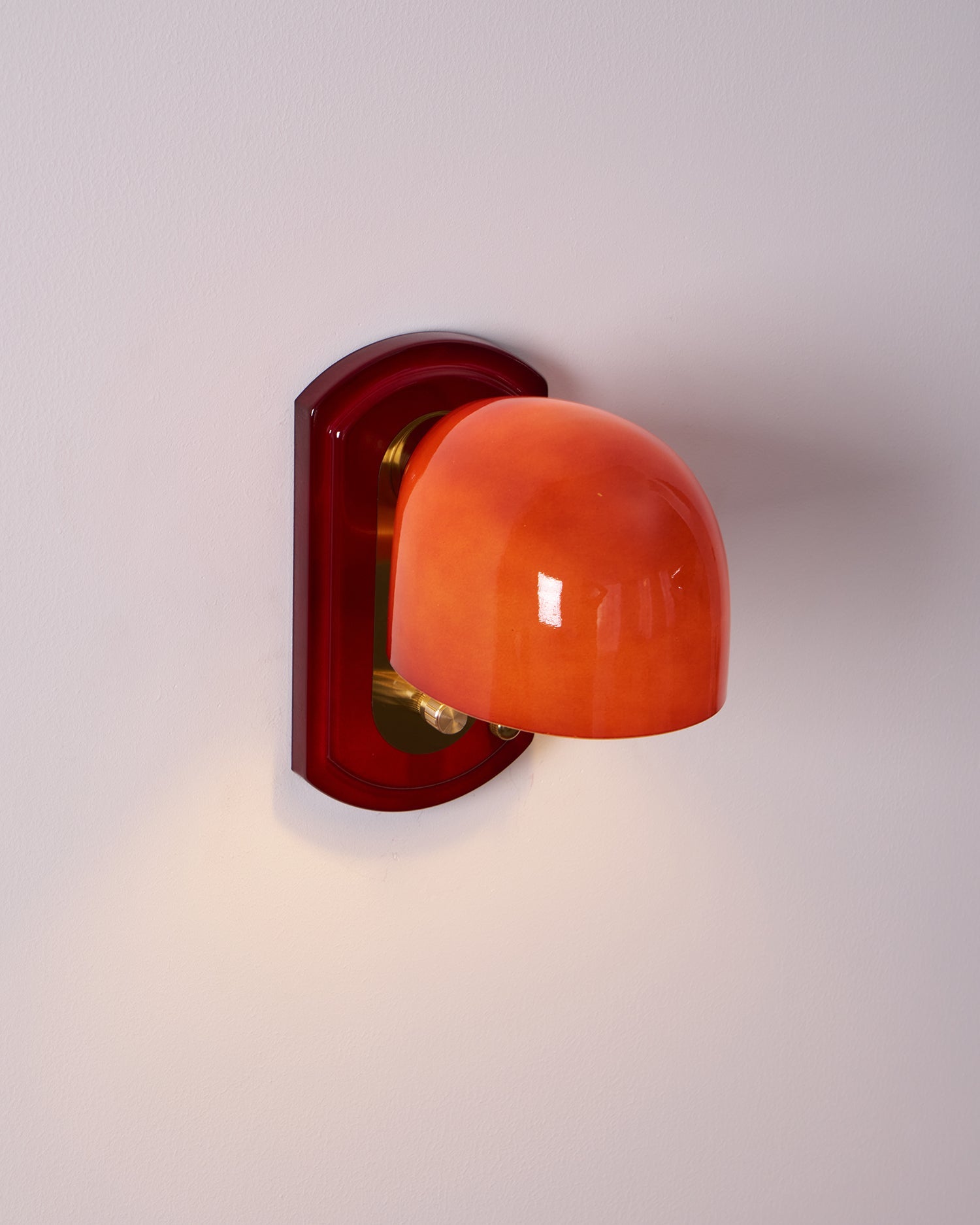 Wall Lamp Metal Dome 7.8 in Gold Red Hardwired Bedroom Living Room Hallway Lighting Fixture | Thomler