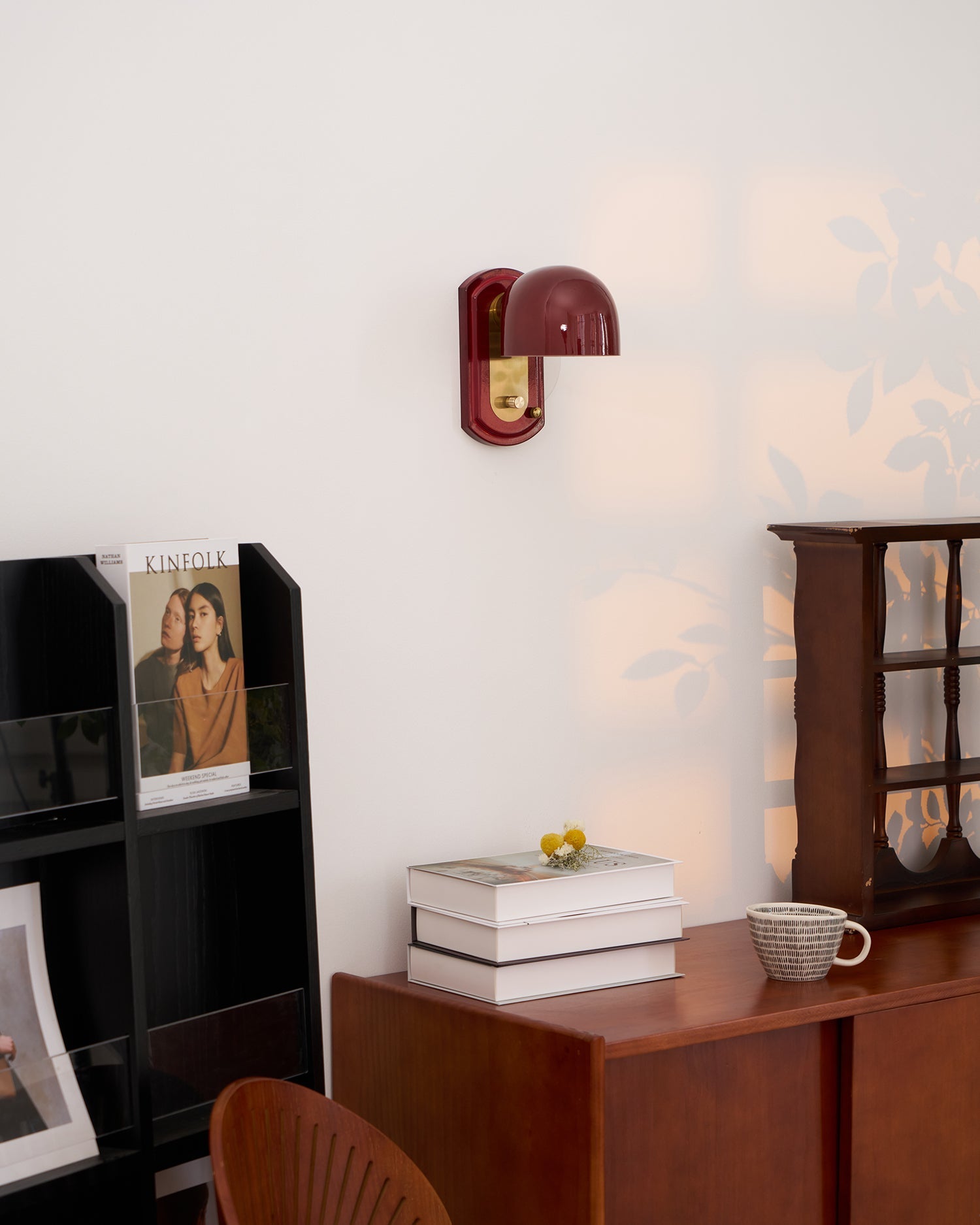 Wall Lamp Metal Dome 7.8 in Gold Red Hardwired Bedroom Living Room Hallway Lighting Fixture | Thomler