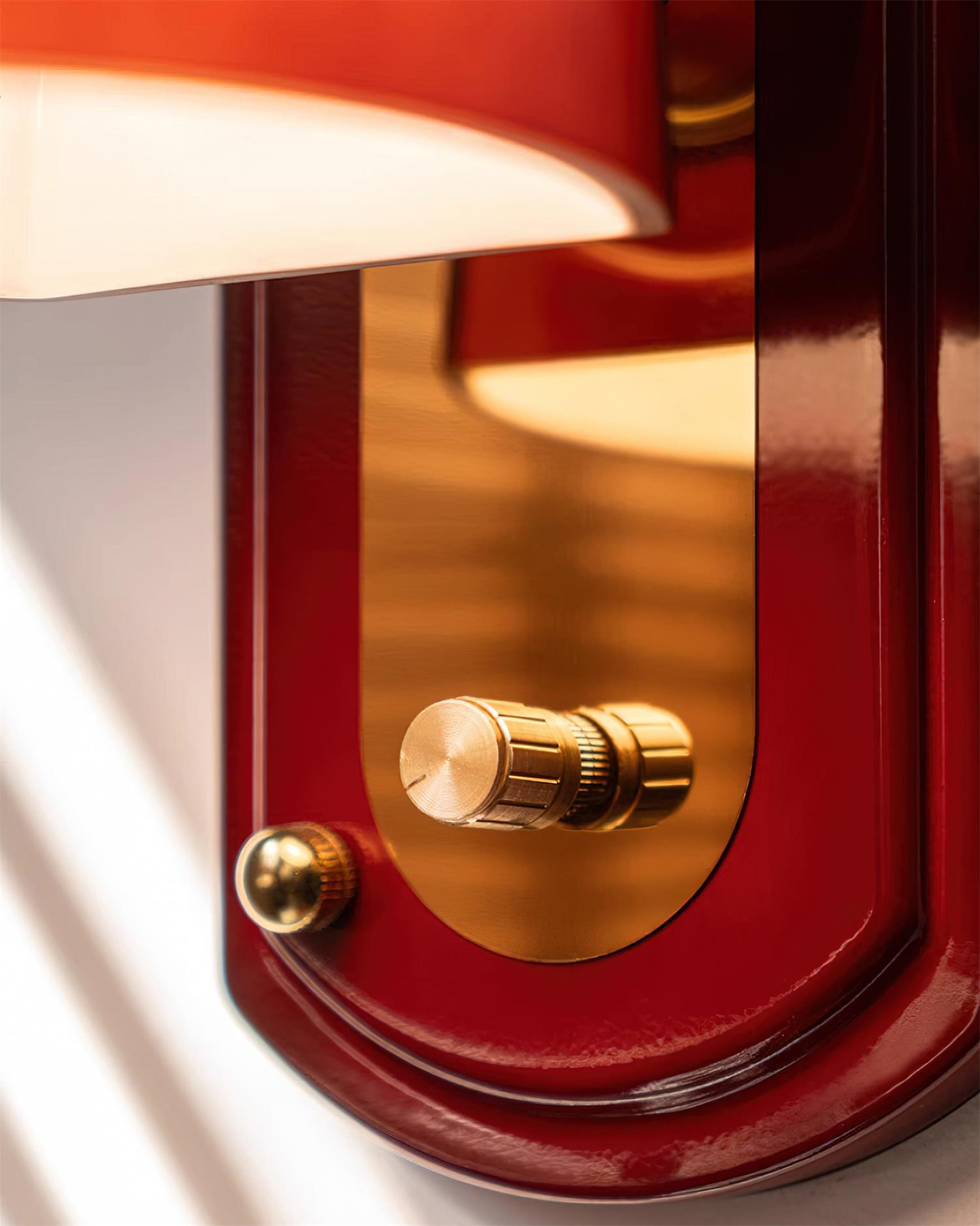 Wall Lamp Metal Dome 7.8 in Gold Red Hardwired Bedroom Living Room Hallway Lighting Fixture | Thomler