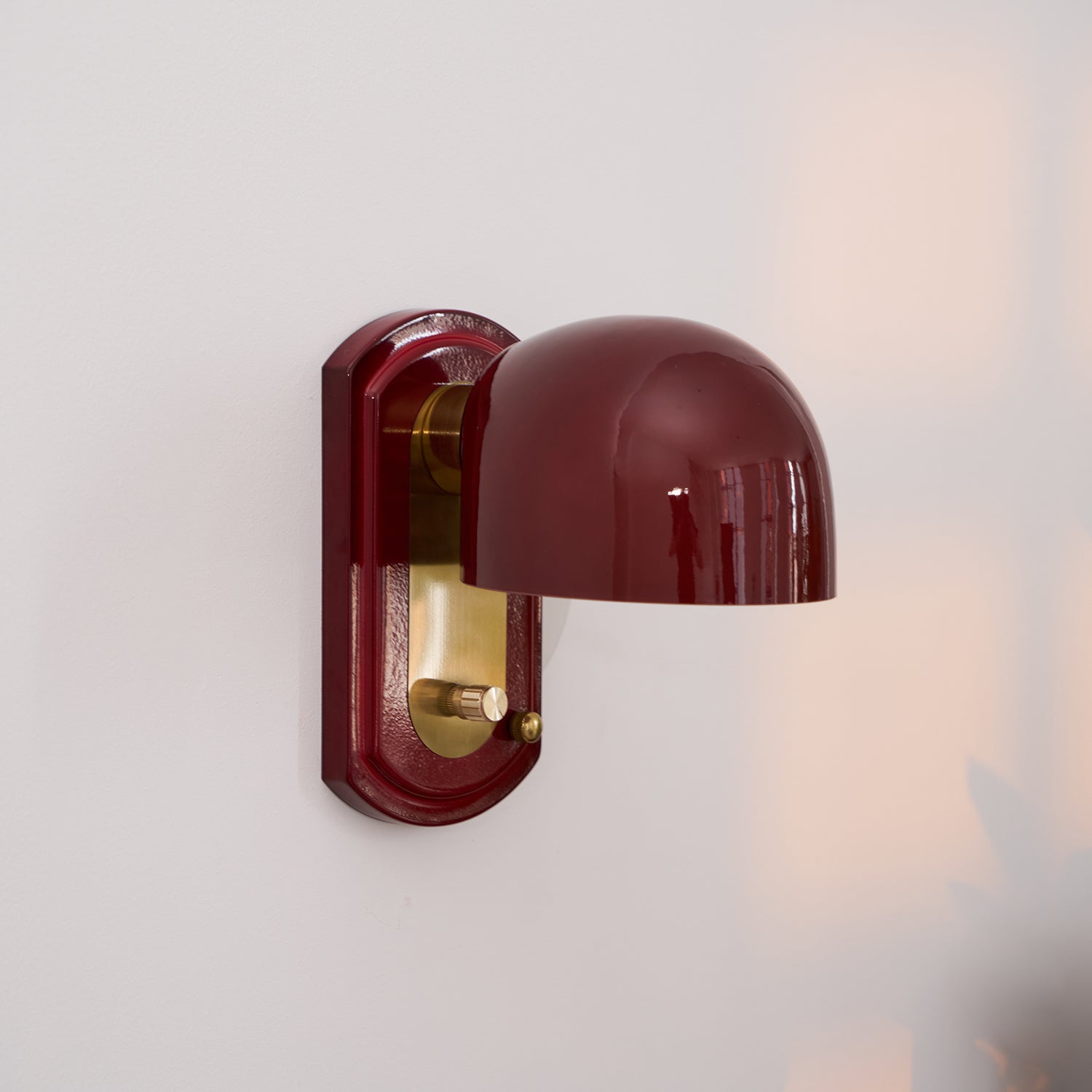 Wall Lamp Metal Dome 7.8 in Gold Red Hardwired Bedroom Living Room Hallway Lighting Fixture | Thomler