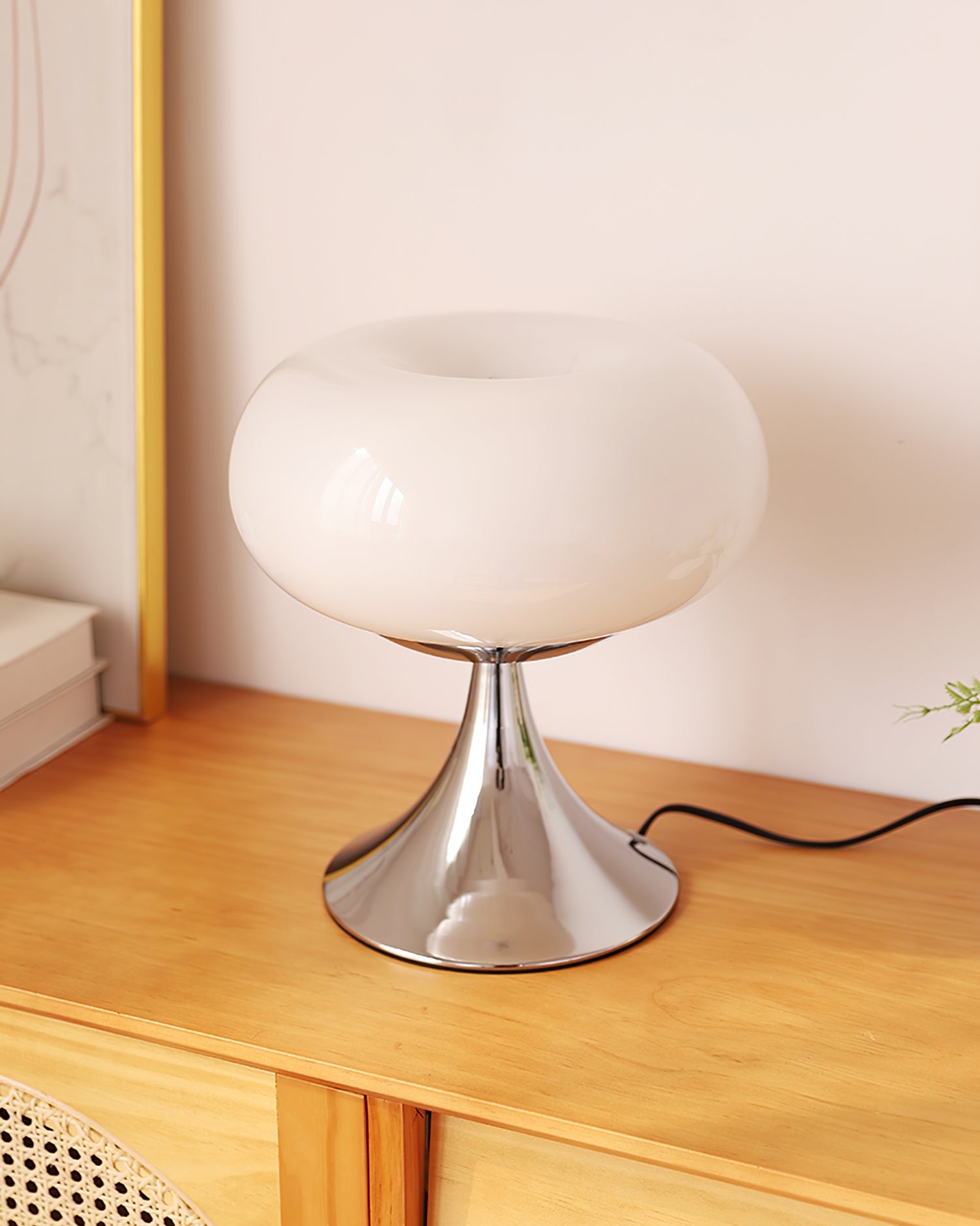 Table Lamp Metal 11 in LED Indoor Living Room Bedroom Desk Night Light Chrome White Green Cream | Thomler