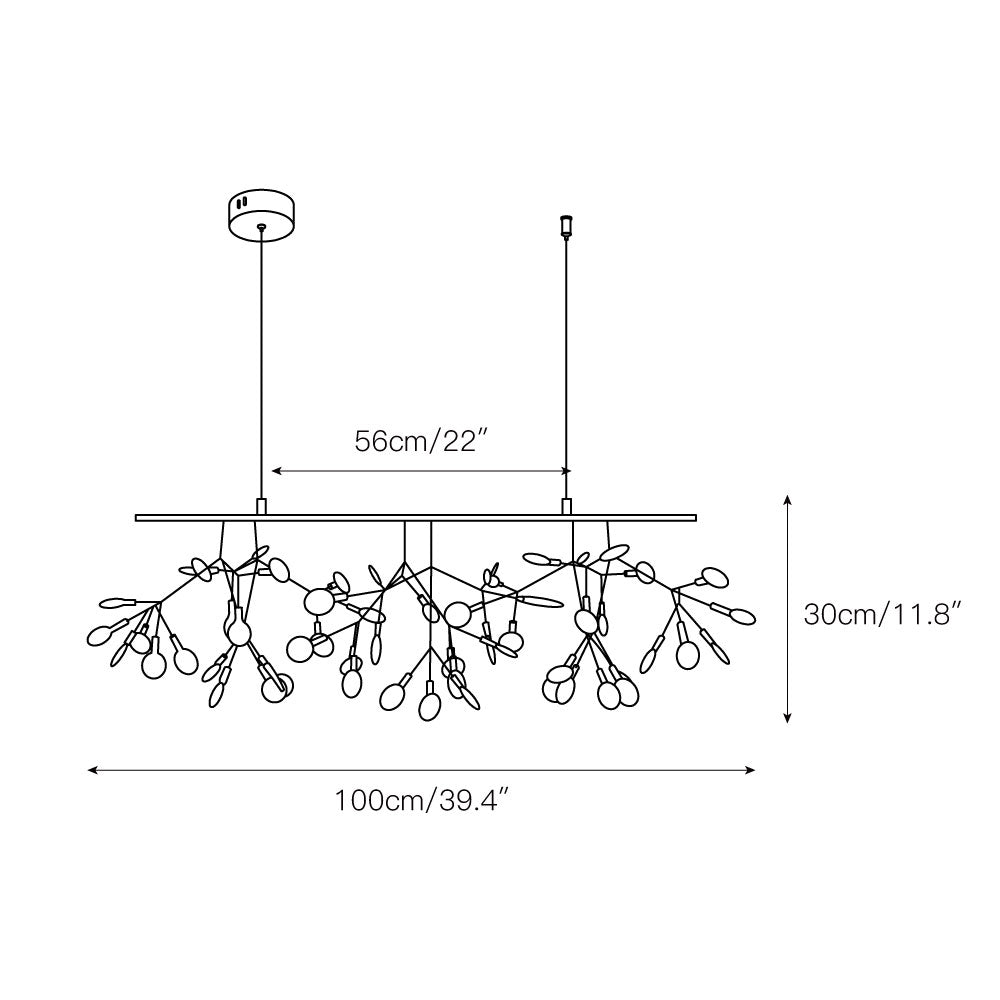 Chandelier Metal Acrylic LED 150.0 cm White Dining Room Sculptural Branch Ceiling Light Fixture | Thomler