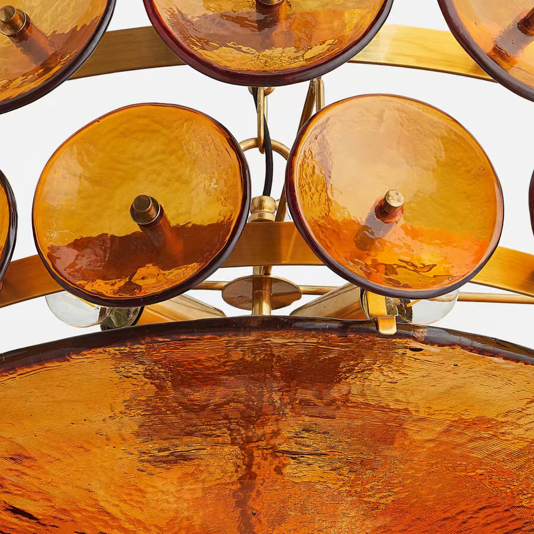 Chandelier Glass Circular Disc 23.6 in Orange Indoor Dining Living Room Lighting Fixture Vintage Modern Pendant | Thomler