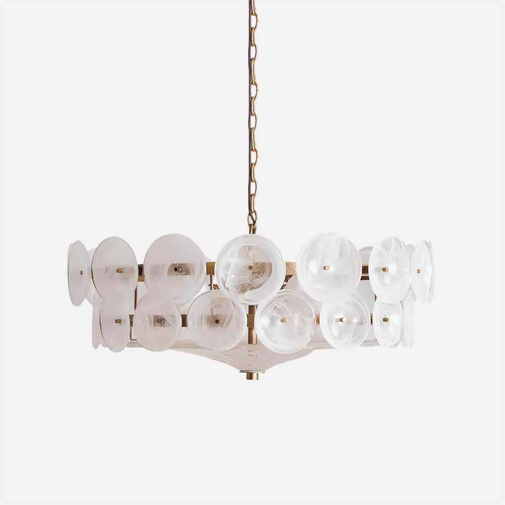 Pendant Light Glass Disc Adjustable Chain Amber Dining Room Living Room Brass Hanging Ceiling Statement Lamp | Thomler