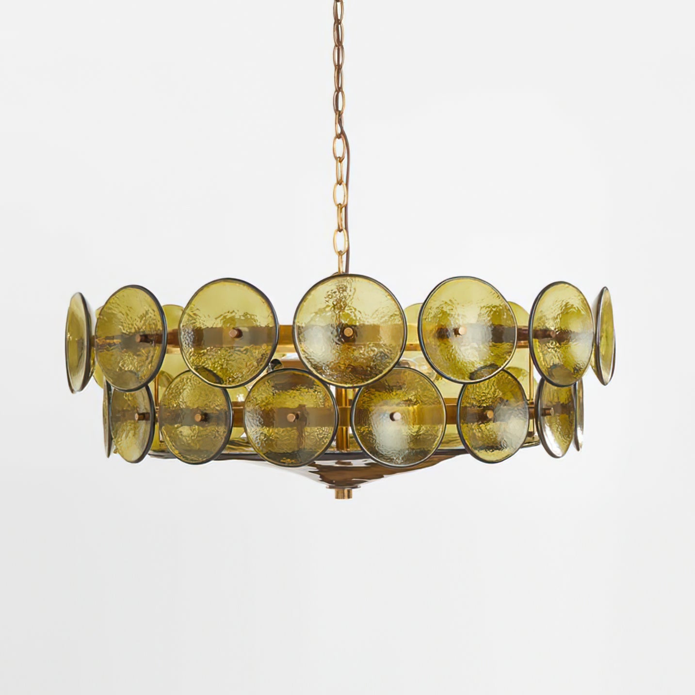 Chandelier Glass Circular Disc 23.6 in Orange Indoor Dining Living Room Lighting Fixture Vintage Modern Pendant | Thomler
