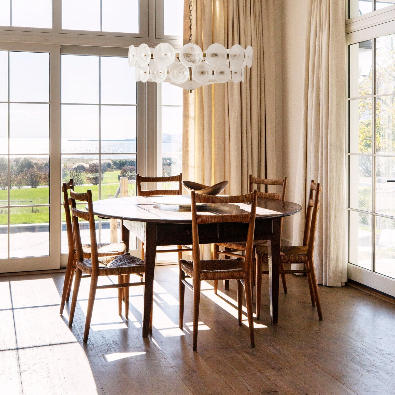 Chandelier Glass Circular Disc 23.6 in Orange Indoor Dining Living Room Lighting Fixture Vintage Modern Pendant | Thomler