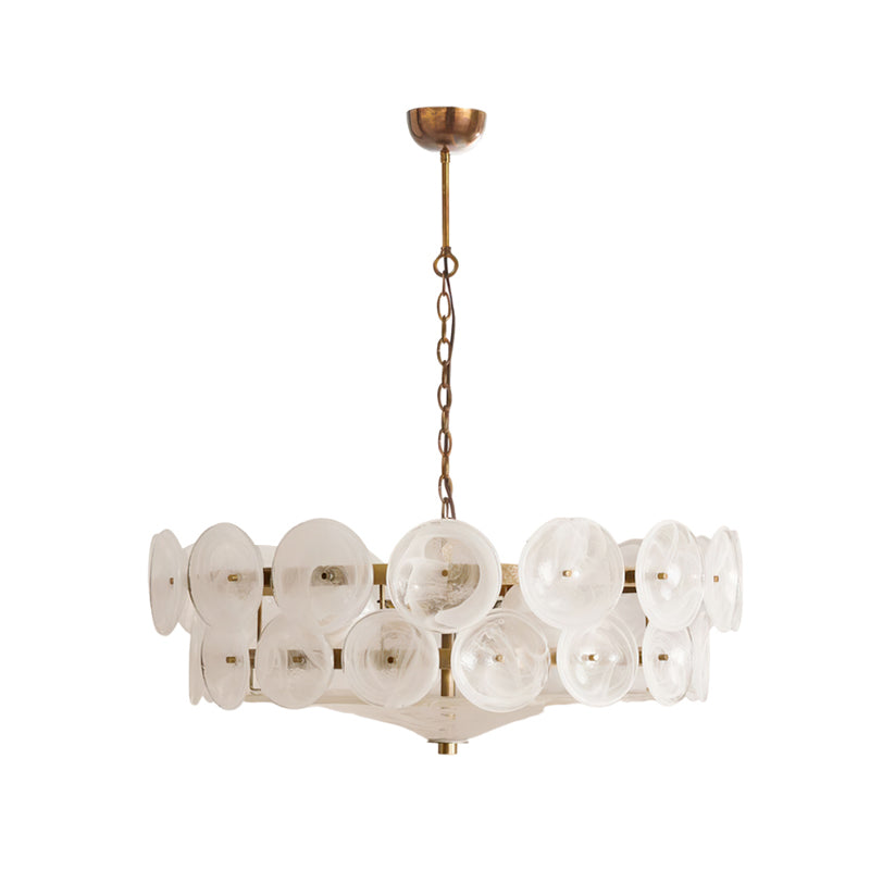 Chandelier Glass Circular Disc 23.6 in Orange Indoor Dining Living Room Lighting Fixture Vintage Modern Pendant | Thomler