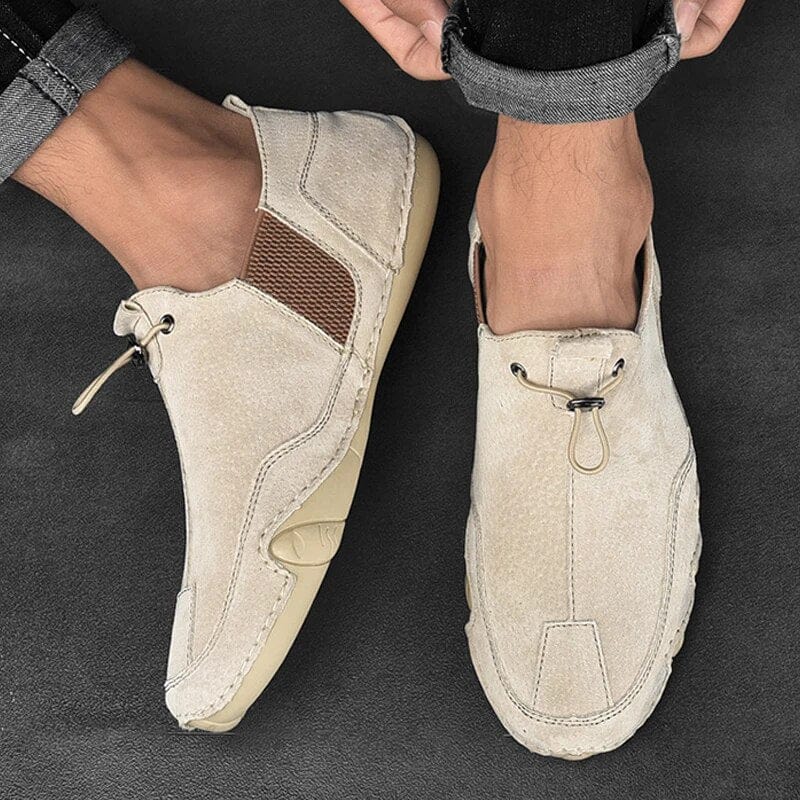 Navando | Hoogwaardig leer slip-ons met elastische vetersluiting