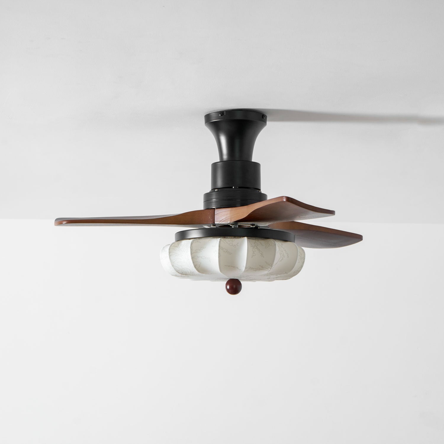Fabric Ceiling Fan Light 36–52 in Adjustable Walnut Wood Blades Indoor Dining Living Room Bedroom Lighting | Thomler