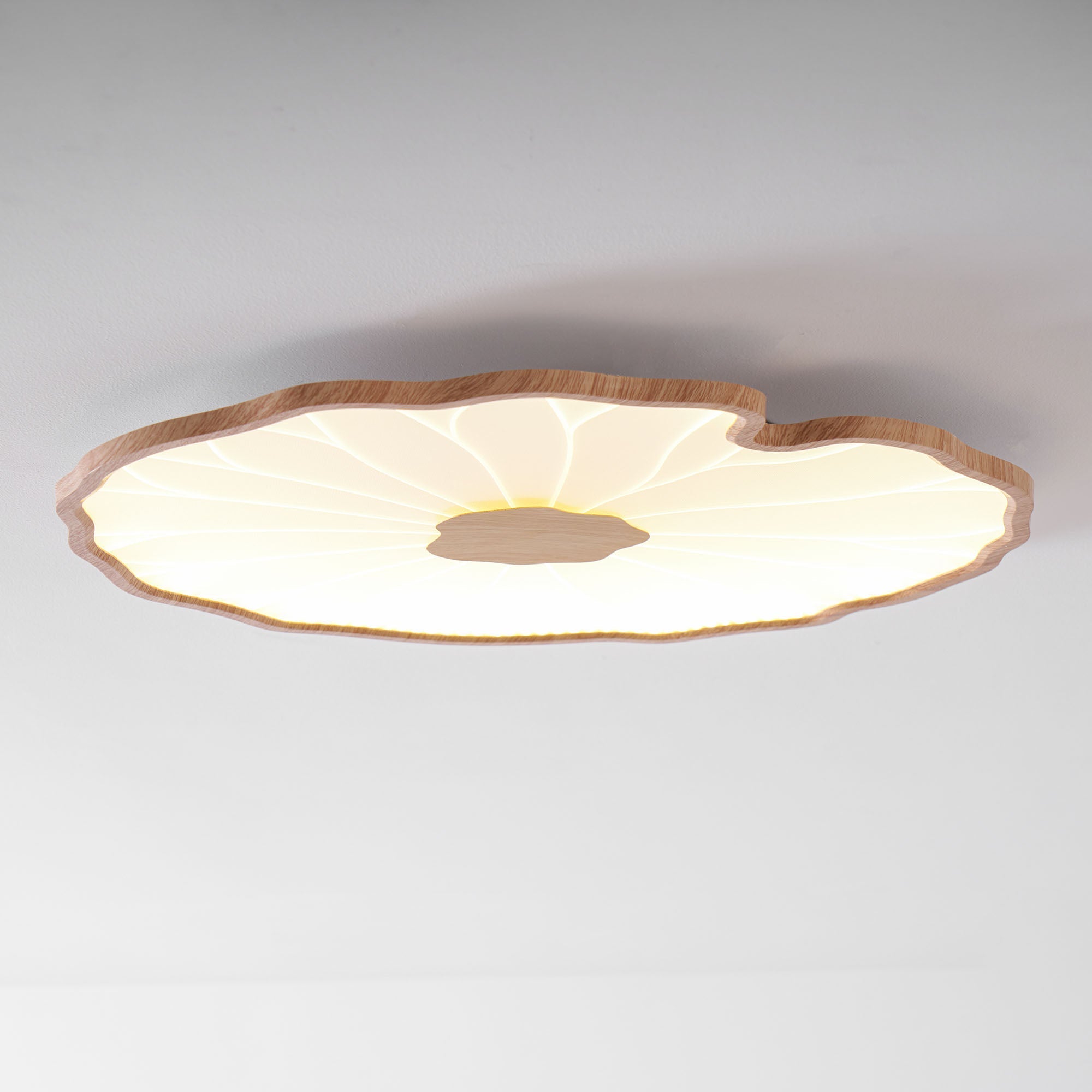 Ceiling Light Acrylic Wood Look LED 135.0 cm Living Room Organic Lotus Leaf Flush Mount Fixture | Thomler