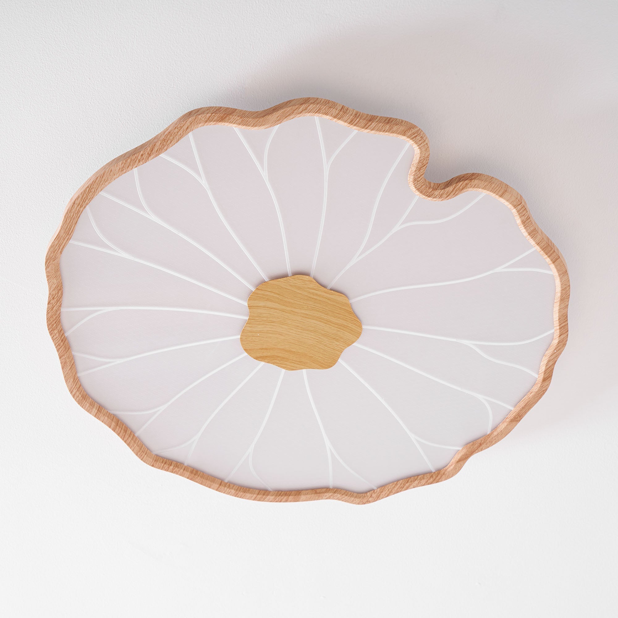 Ceiling Light Acrylic Wood Look LED 135.0 cm Living Room Organic Lotus Leaf Flush Mount Fixture | Thomler