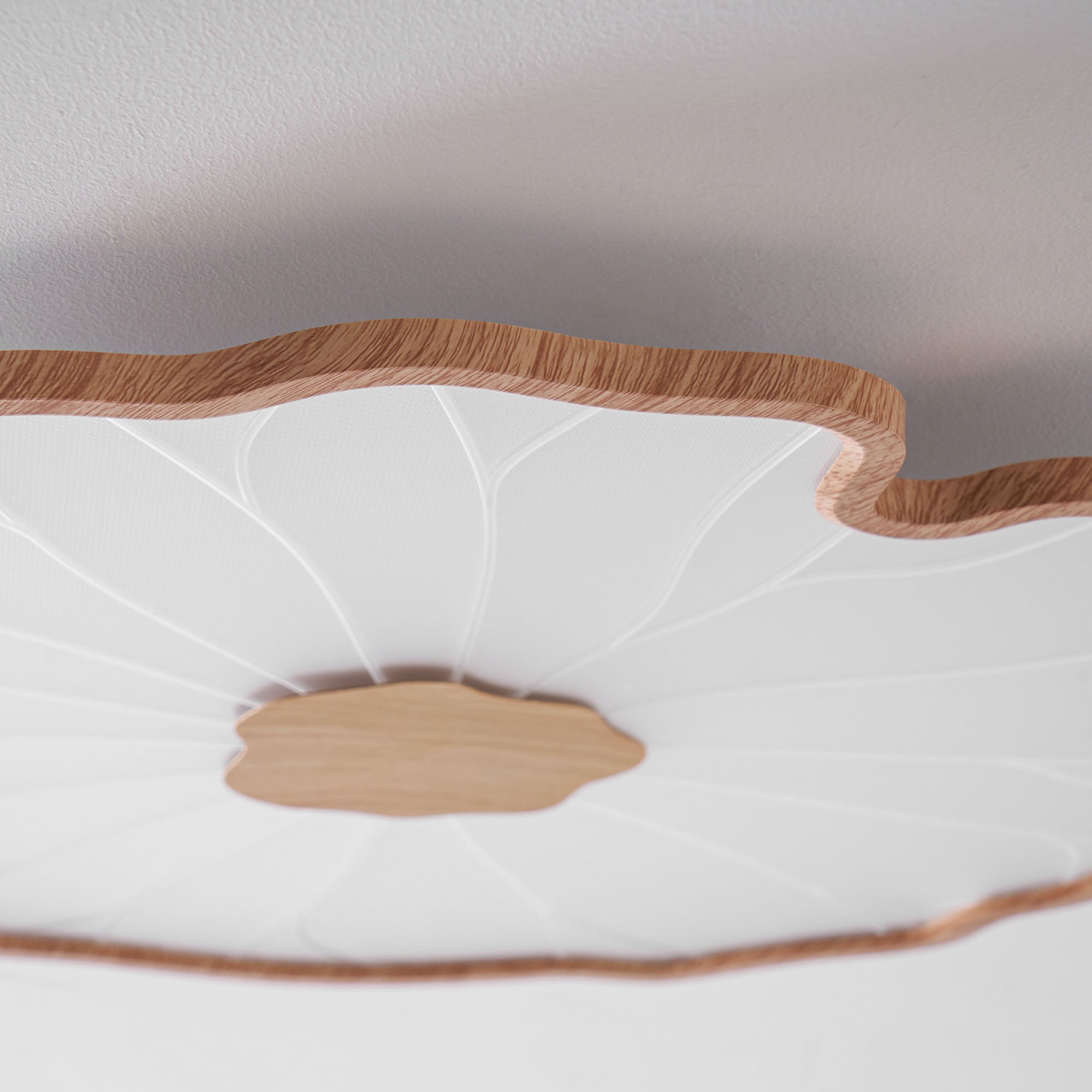 Ceiling Light Acrylic Wood Look LED 135.0 cm Living Room Organic Lotus Leaf Flush Mount Fixture | Thomler