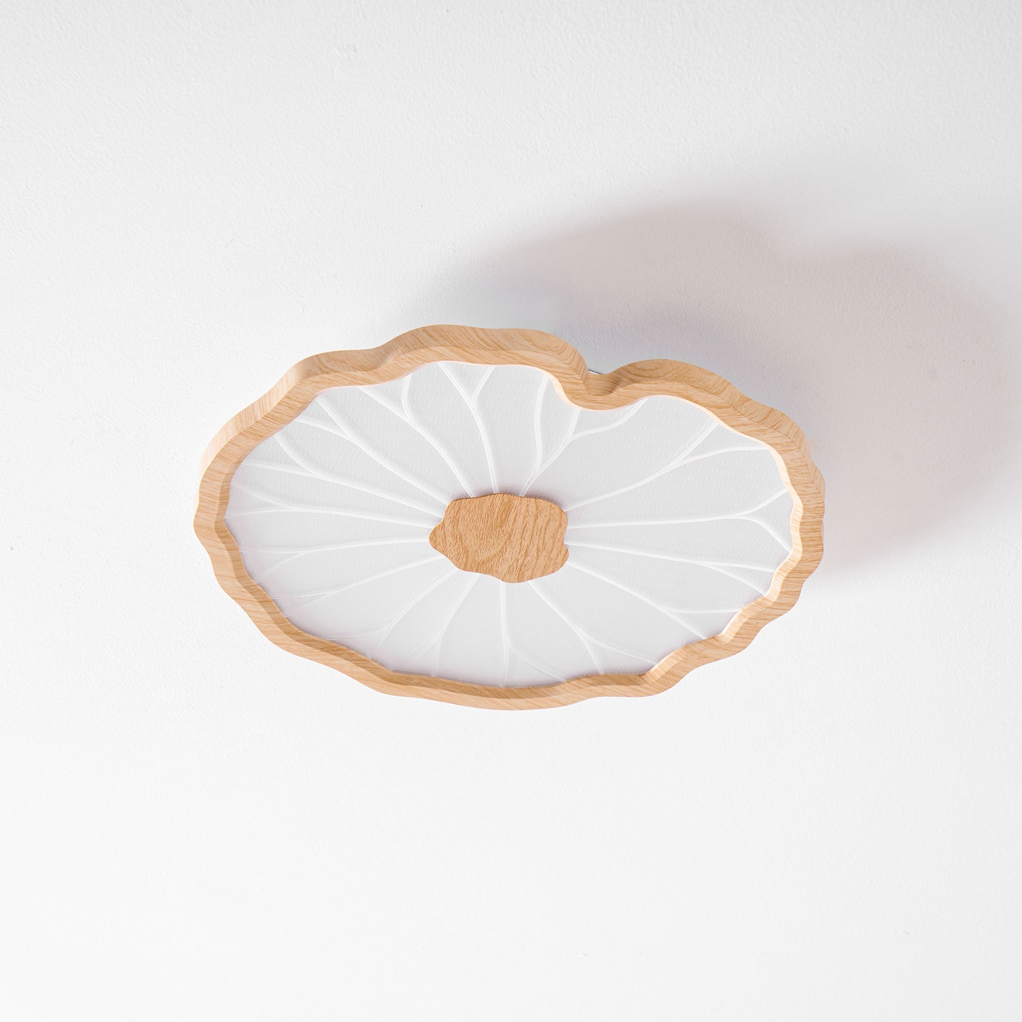 Ceiling Light Acrylic Wood Look LED 135.0 cm Living Room Organic Lotus Leaf Flush Mount Fixture | Thomler