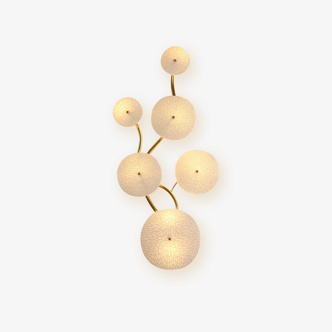 Ceramic Wall Lamp 19.7 in Vertical Lotus Cascade Gold Indoor LED Decorative Lighting | Thomler