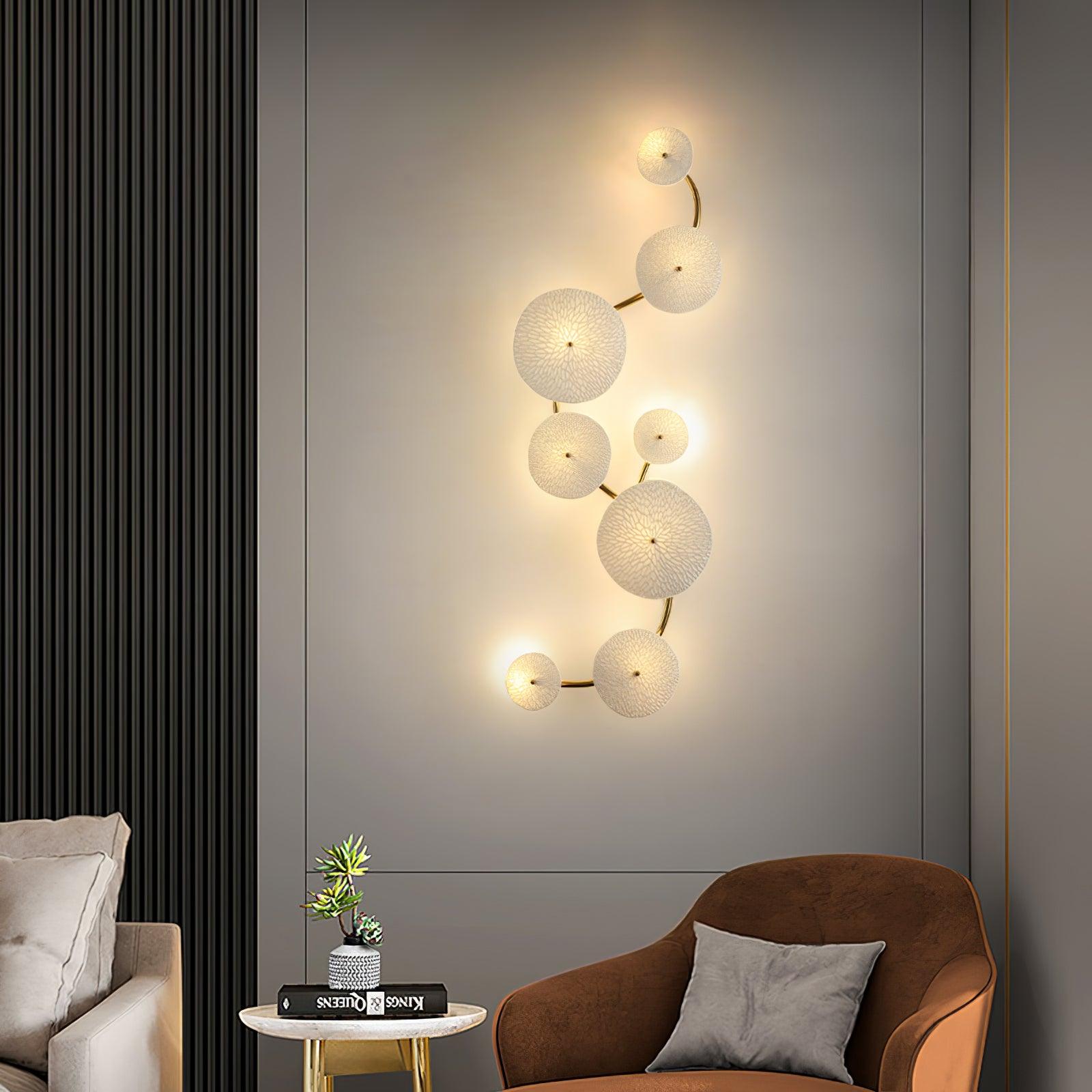Ceramic Wall Lamp 19.7 in Vertical Lotus Cascade Gold Indoor LED Decorative Lighting | Thomler
