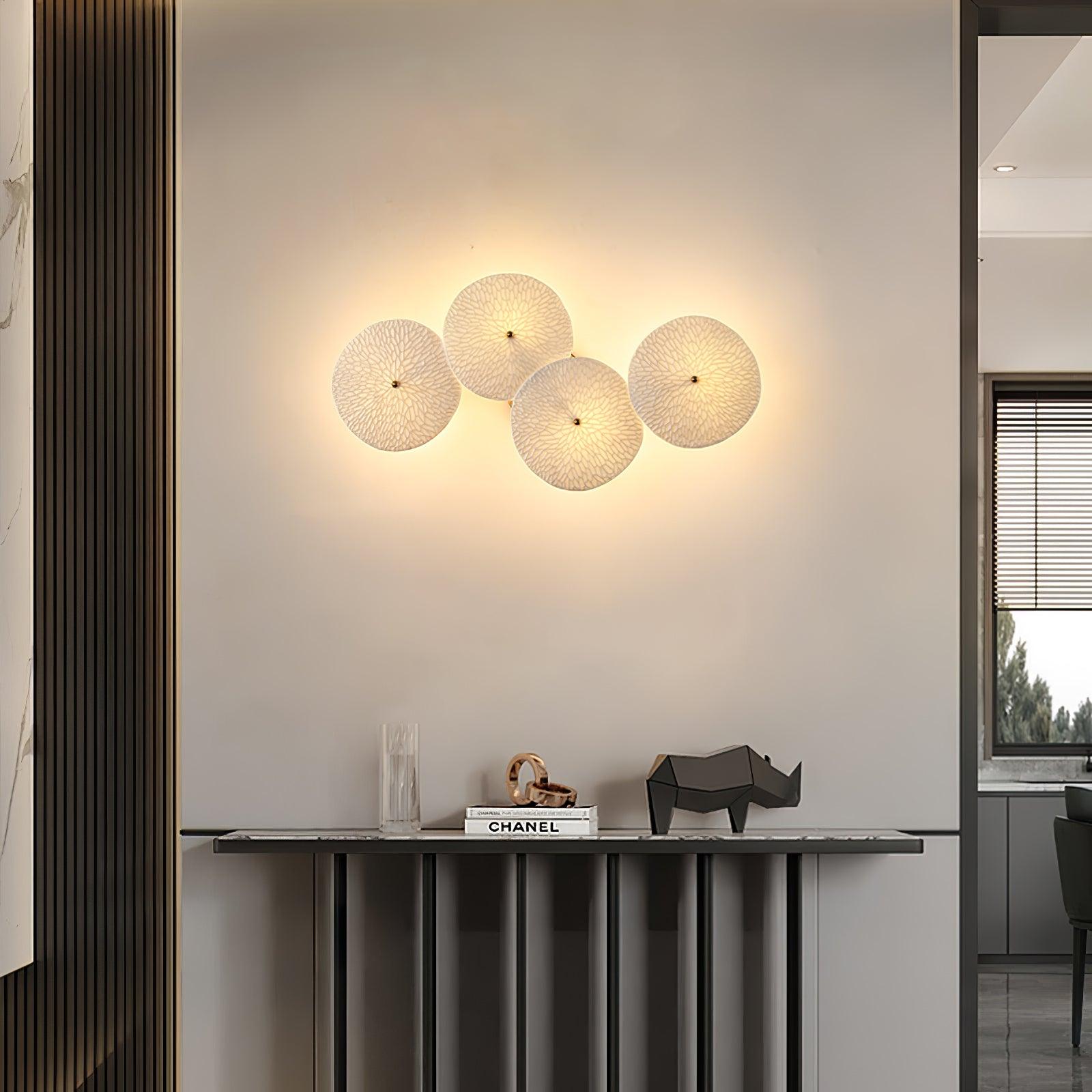 Ceramic Wall Lamp 19.7 in Vertical Lotus Cascade Gold Indoor LED Decorative Lighting | Thomler