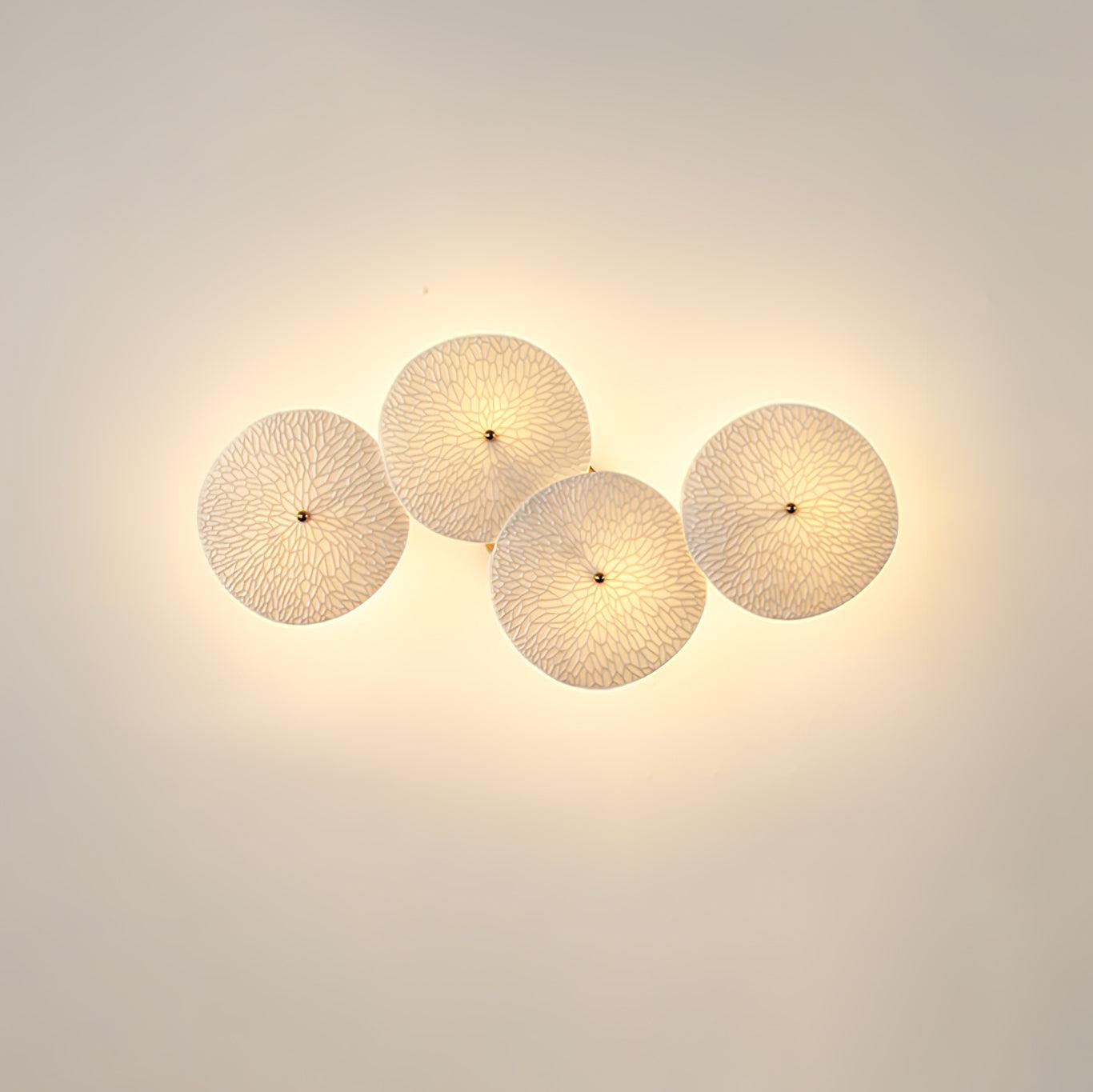 Ceramic Wall Lamp 19.7 in Vertical Lotus Cascade Gold Indoor LED Decorative Lighting | Thomler