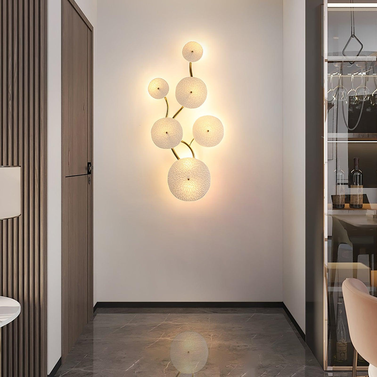 Ceramic Blossom Wall Light with Metal Stem – Hardwired Modern Sconce for Bedroom & Living Room | Thomler