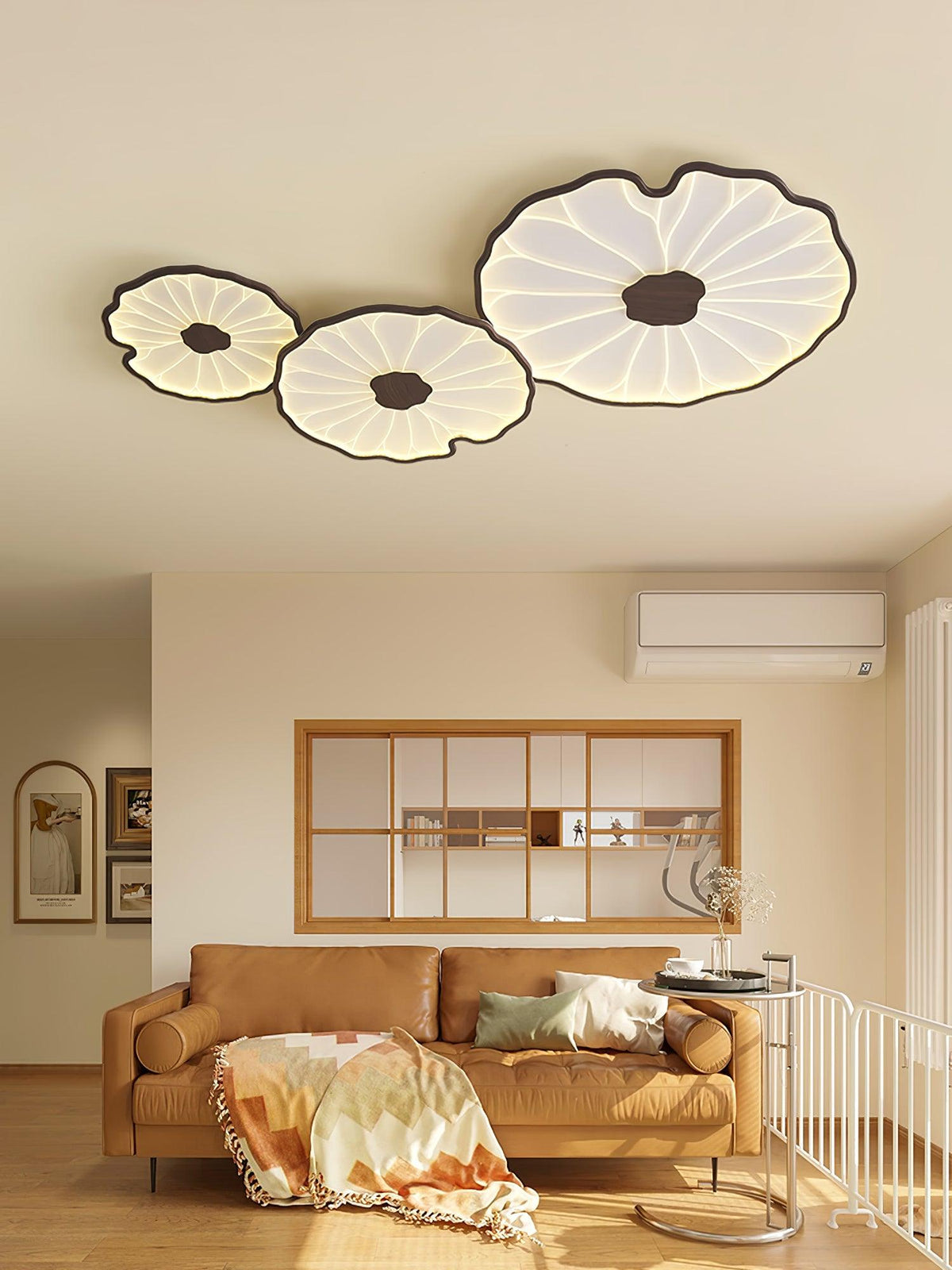 Organic Leaf-Inspired LED Ceiling Light with Wood-Grain Finish for Living Room & Bedroom | Thomler