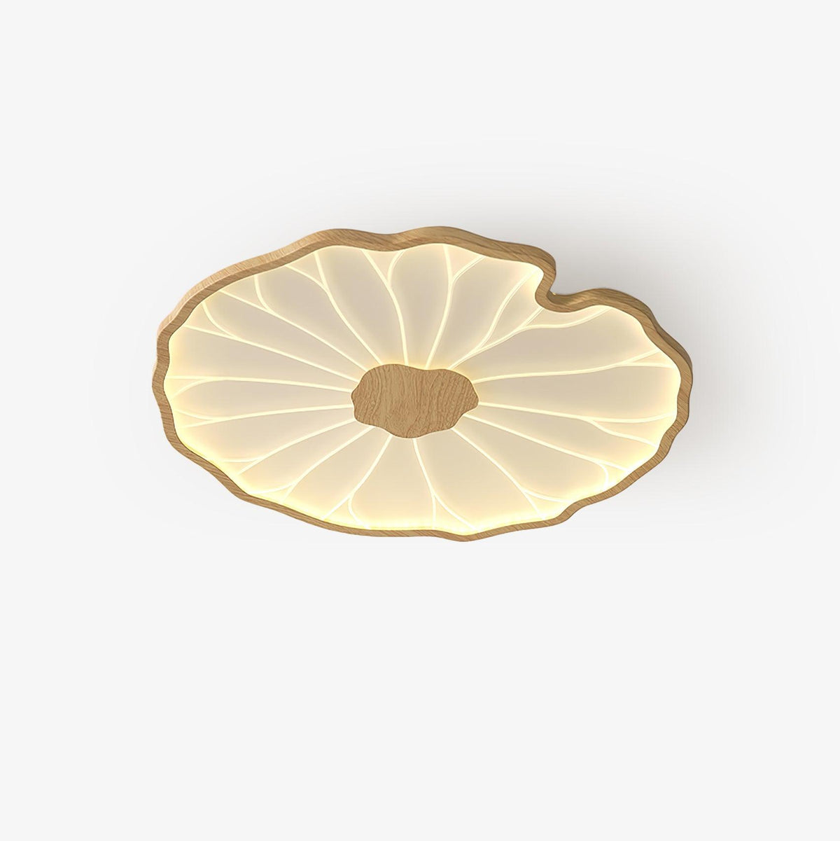 Organic Leaf-Inspired LED Ceiling Light with Wood-Grain Finish for Living Room & Bedroom | Thomler