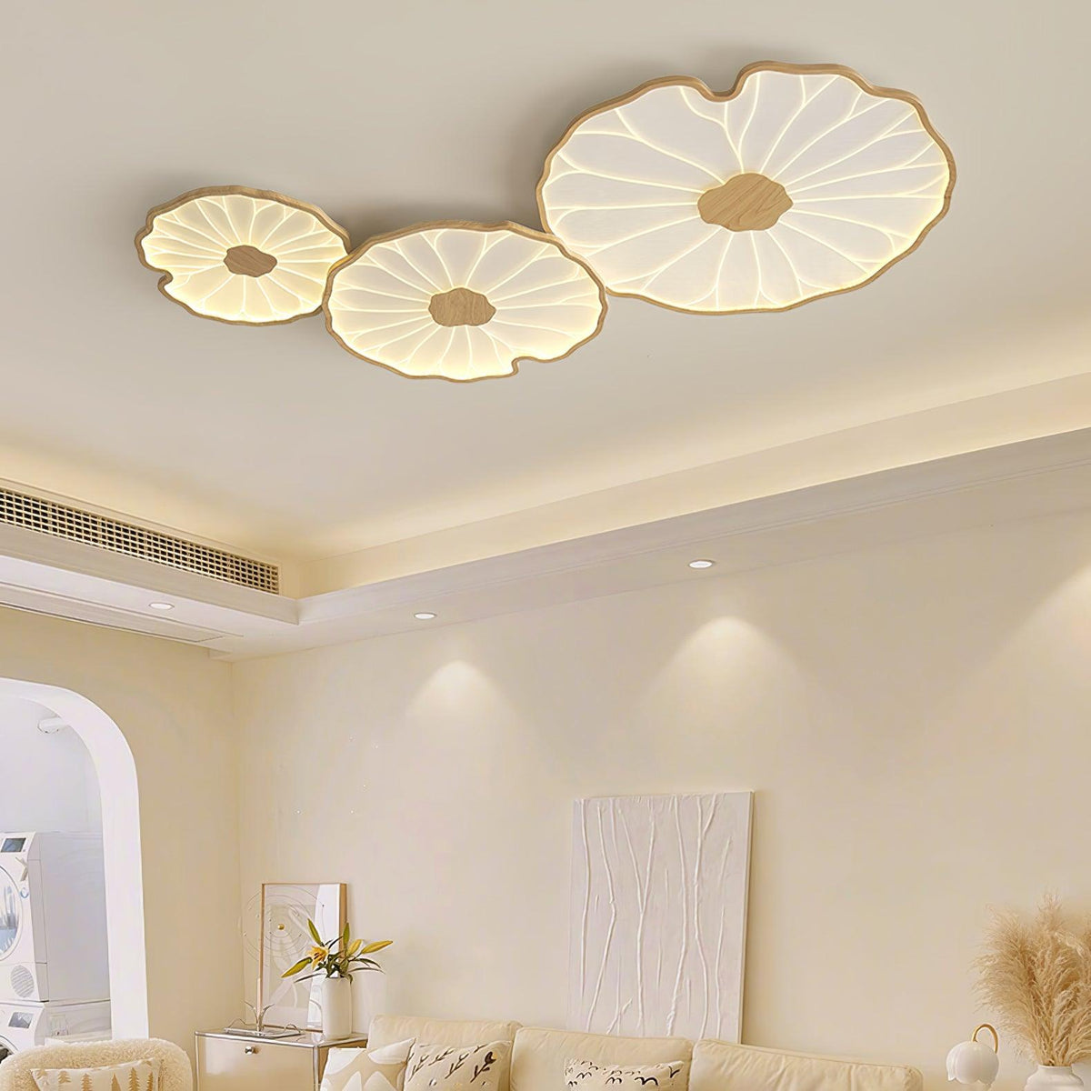 Organic Leaf-Inspired LED Ceiling Light with Wood-Grain Finish for Living Room & Bedroom | Thomler