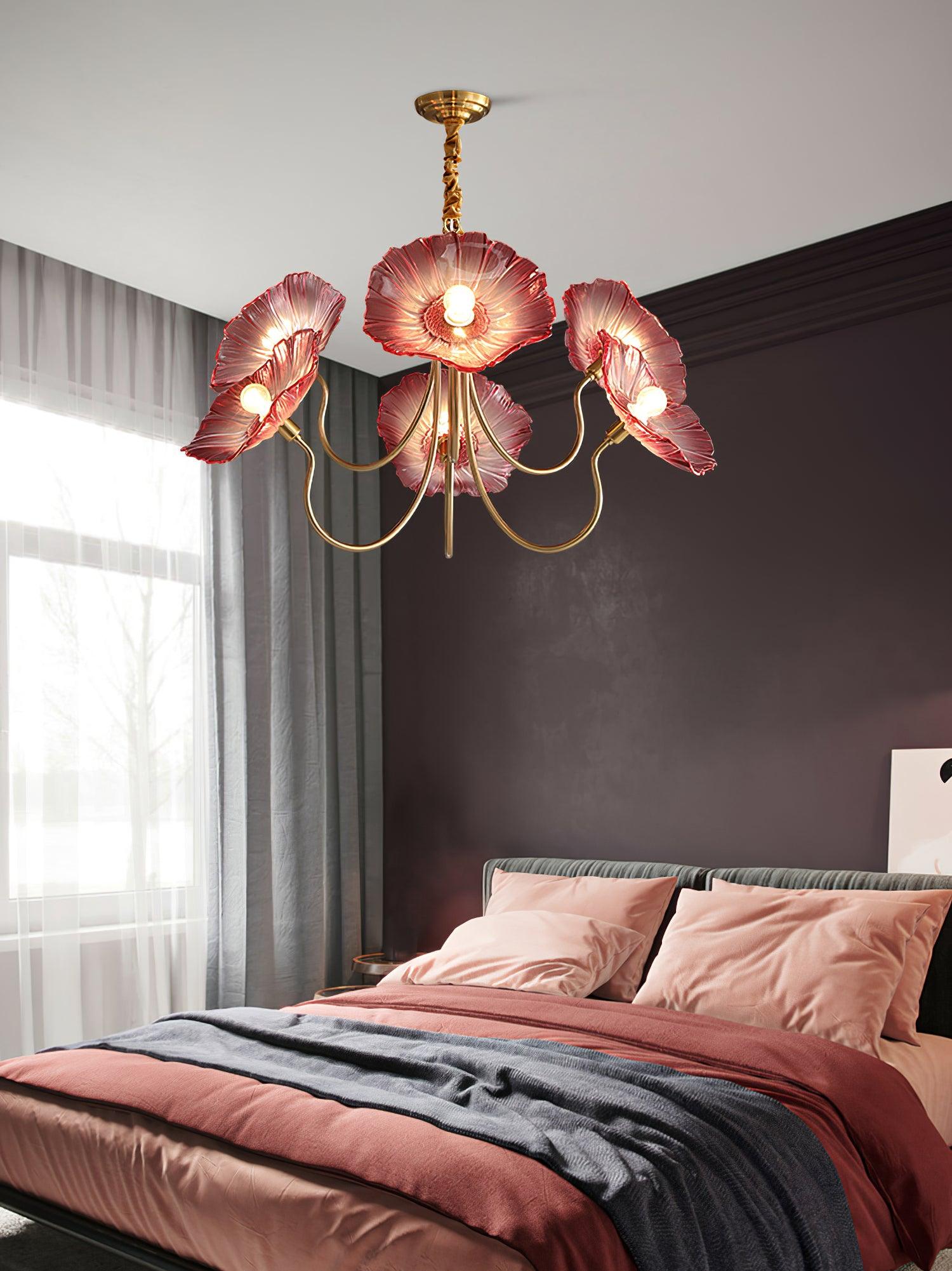 Leaf-Shaped Frosted Glass Chandelier 35.4 in x 21.7 in Gold Indoor Ceiling Lighting Dining Room Living Room | Thomler