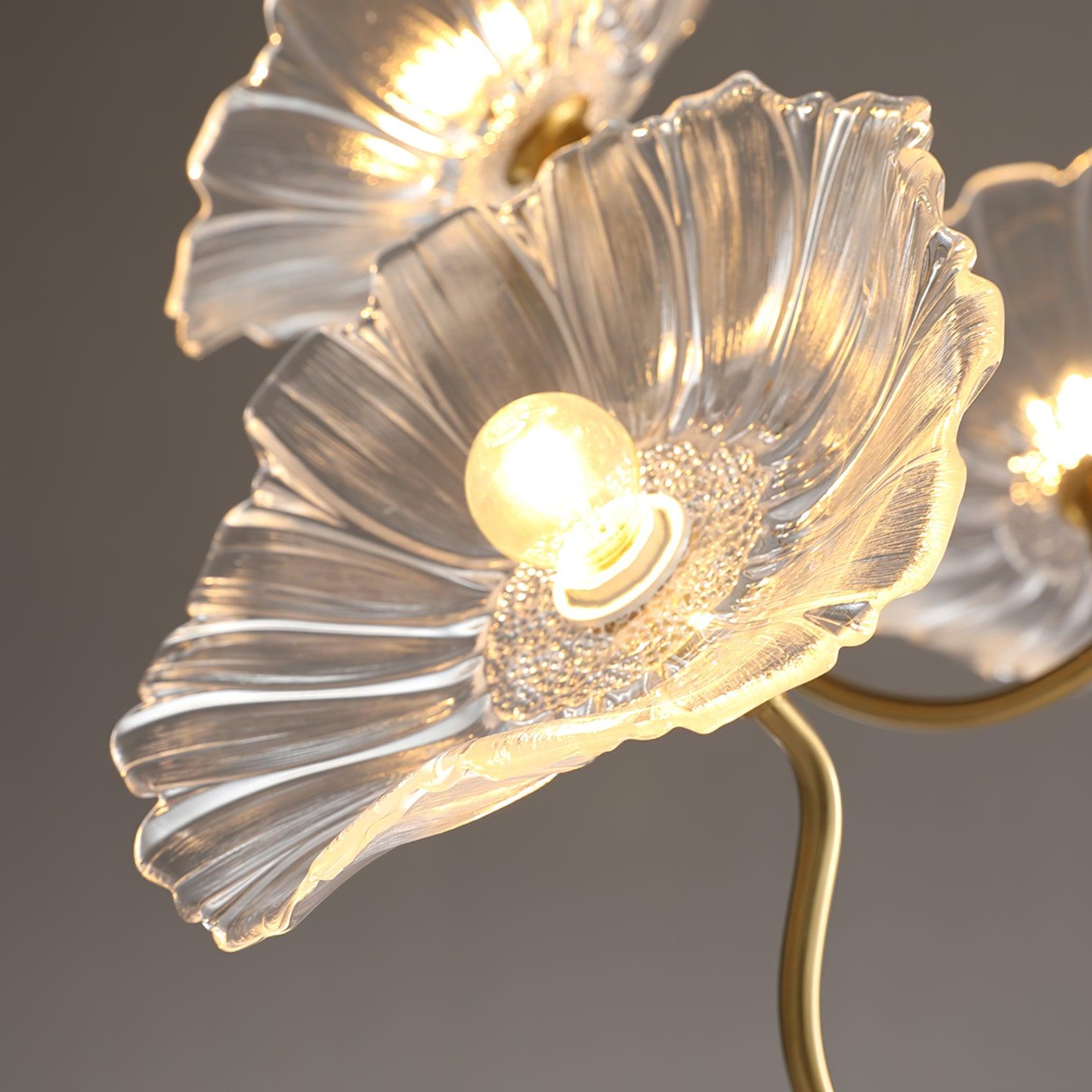 Leaf-Shaped Frosted Glass Chandelier 35.4 in x 21.7 in Gold Indoor Ceiling Lighting Dining Room Living Room | Thomler