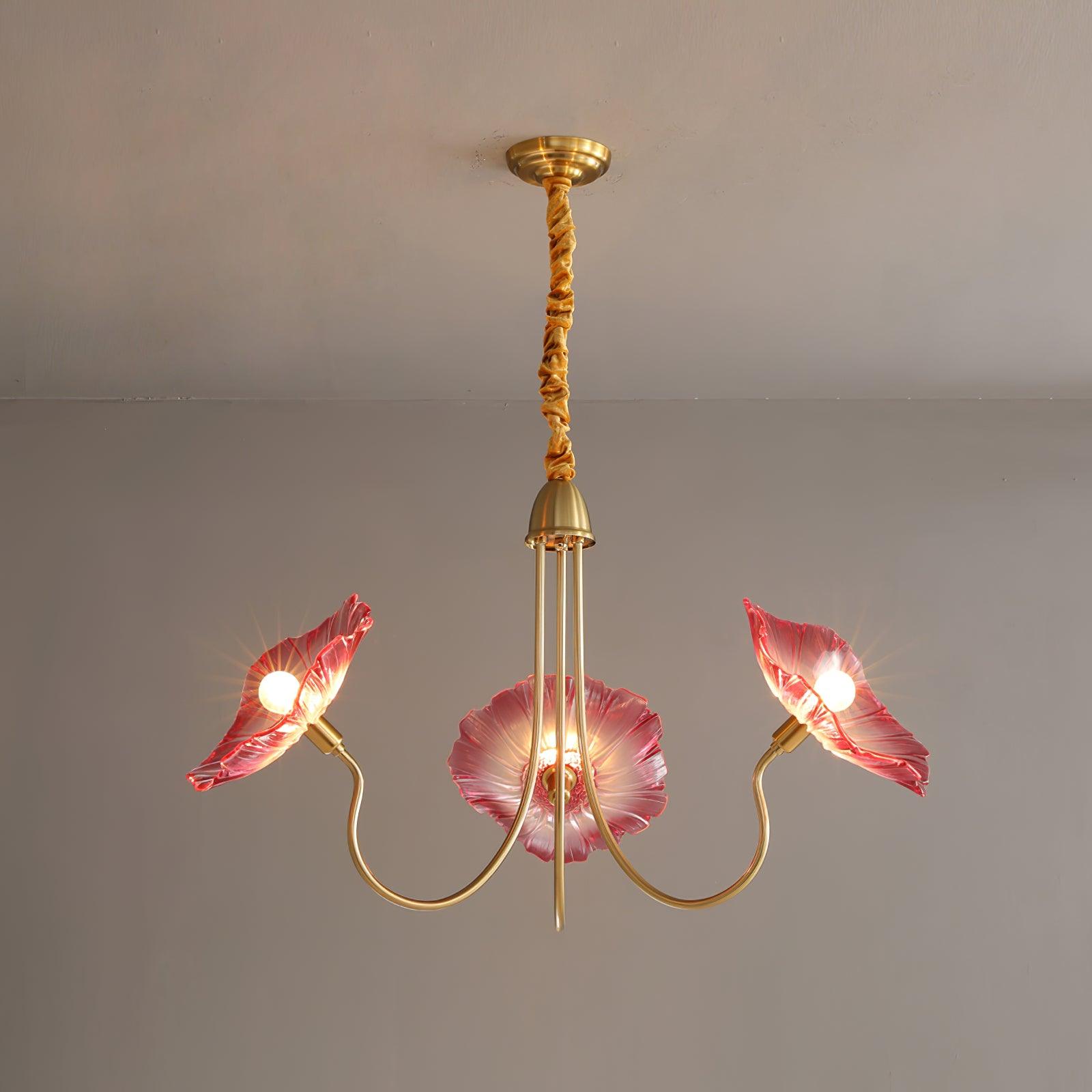 Leaf-Shaped Frosted Glass Chandelier 35.4 in x 21.7 in Gold Indoor Ceiling Lighting Dining Room Living Room | Thomler