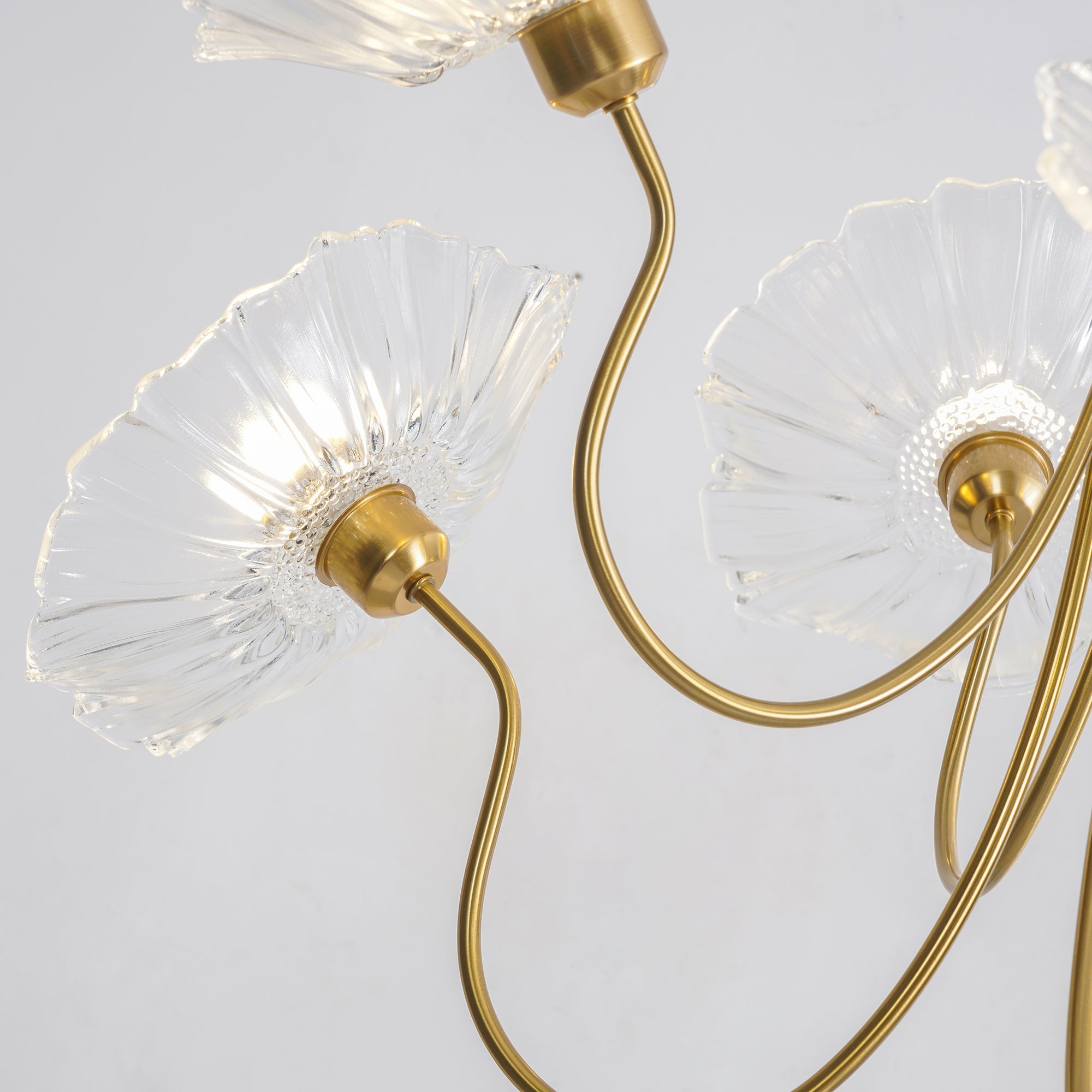 Leaf-Shaped Frosted Glass Chandelier 35.4 in x 21.7 in Gold Indoor Ceiling Lighting Dining Room Living Room | Thomler