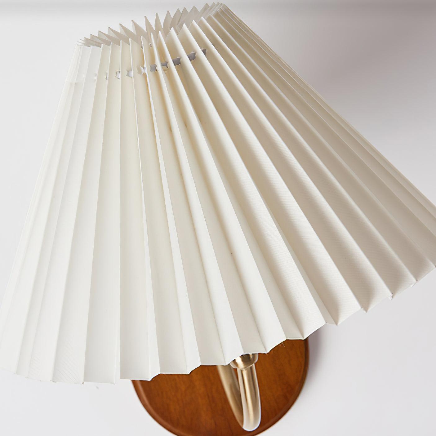 Wall Lamp Metal And Walnut 12.2 in White Fabric Shade Plug In Living Room Bedroom Lighting Accent | Thomler