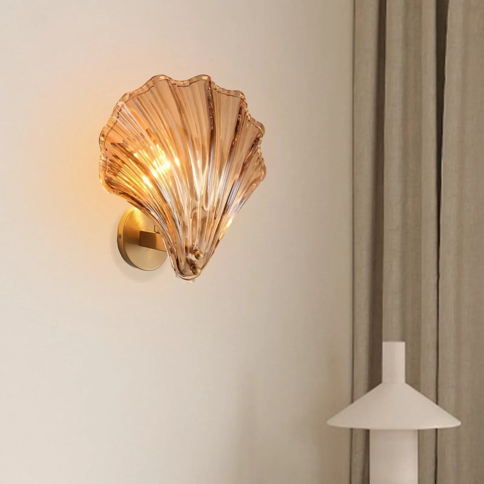 Wall Lamp Glass Shell 10 in Soft Ambient Bedroom Bathroom Stair Lighting Modern Minimalist Decor | Thomler
