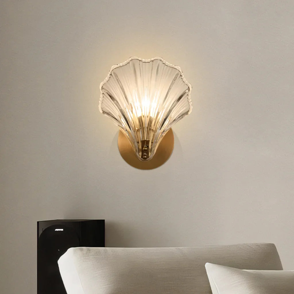 Wall Lamp Glass Shell 10 in Soft Ambient Bedroom Bathroom Stair Lighting Modern Minimalist Decor | Thomler
