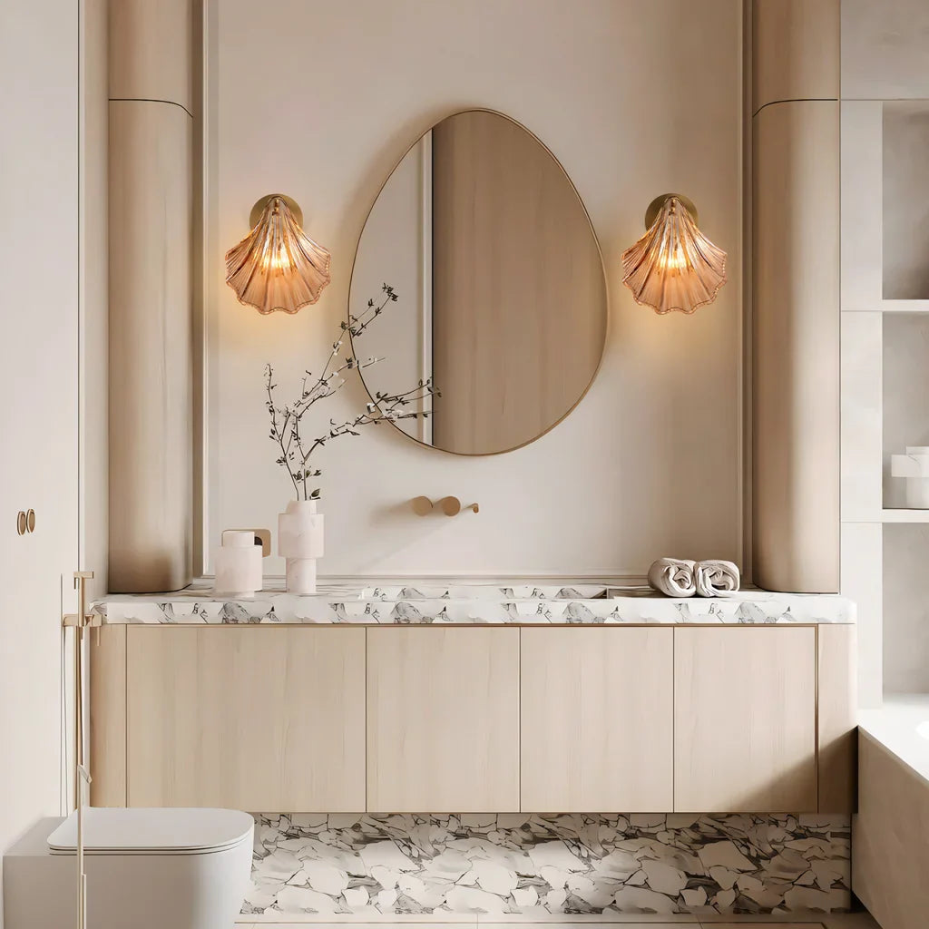 Wall Lamp Glass Shell 10 in Soft Ambient Bedroom Bathroom Stair Lighting Modern Minimalist Decor | Thomler