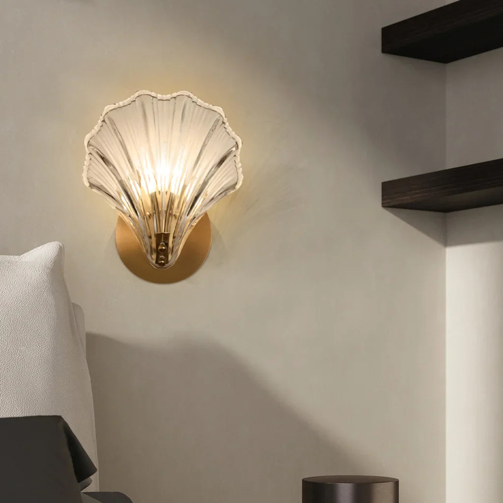 Wall Lamp Glass Shell 10 in Soft Ambient Bedroom Bathroom Stair Lighting Modern Minimalist Decor | Thomler