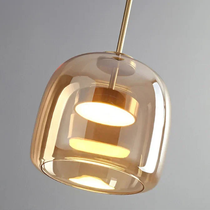 Glass Drop Ceiling Pendant Light with LED – Smoky Gray & Amber Finishes for Dining Room & Living Room | Thomler