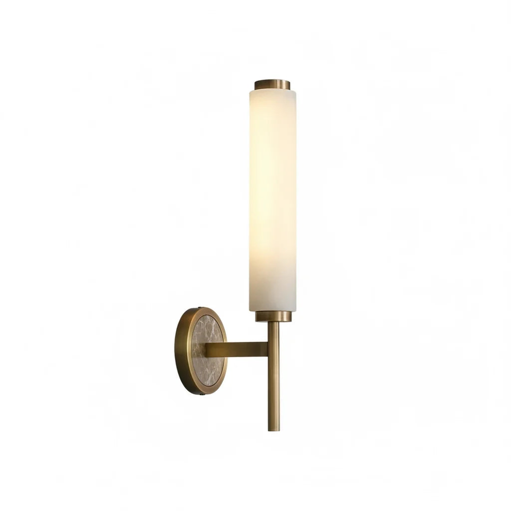 Cylindrical Alabaster Wall Light with Metal Trim — Up & Down Glow for Bedroom, Entry & Bath | Thomler