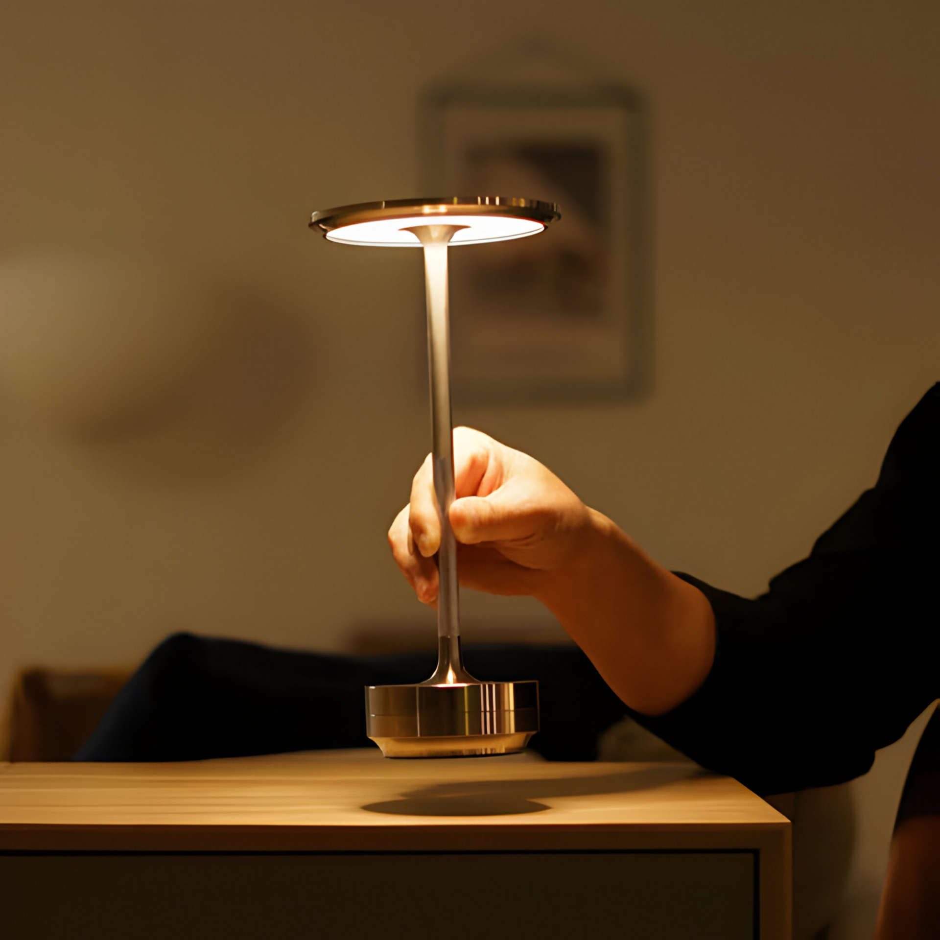Table Lamp Metal 27.5 cm Rechargeable Dimmable Touch Bedroom Desk Wireless LED Lighting | Thomler