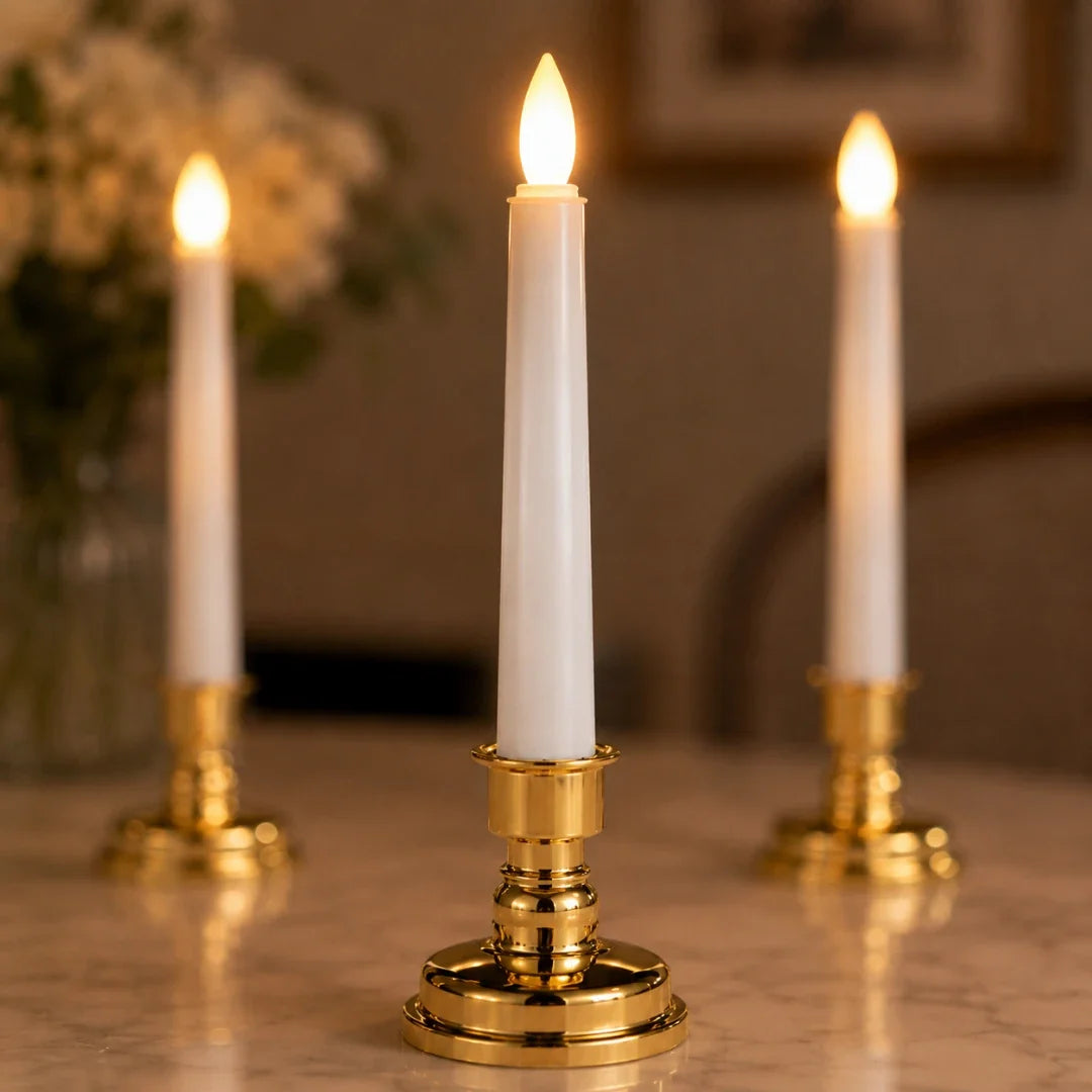 Flameless Electric Taper Candles with Remote – Realistic Flickering LED Pillar Light Set for Dining Room & Home Decor | Thomler
