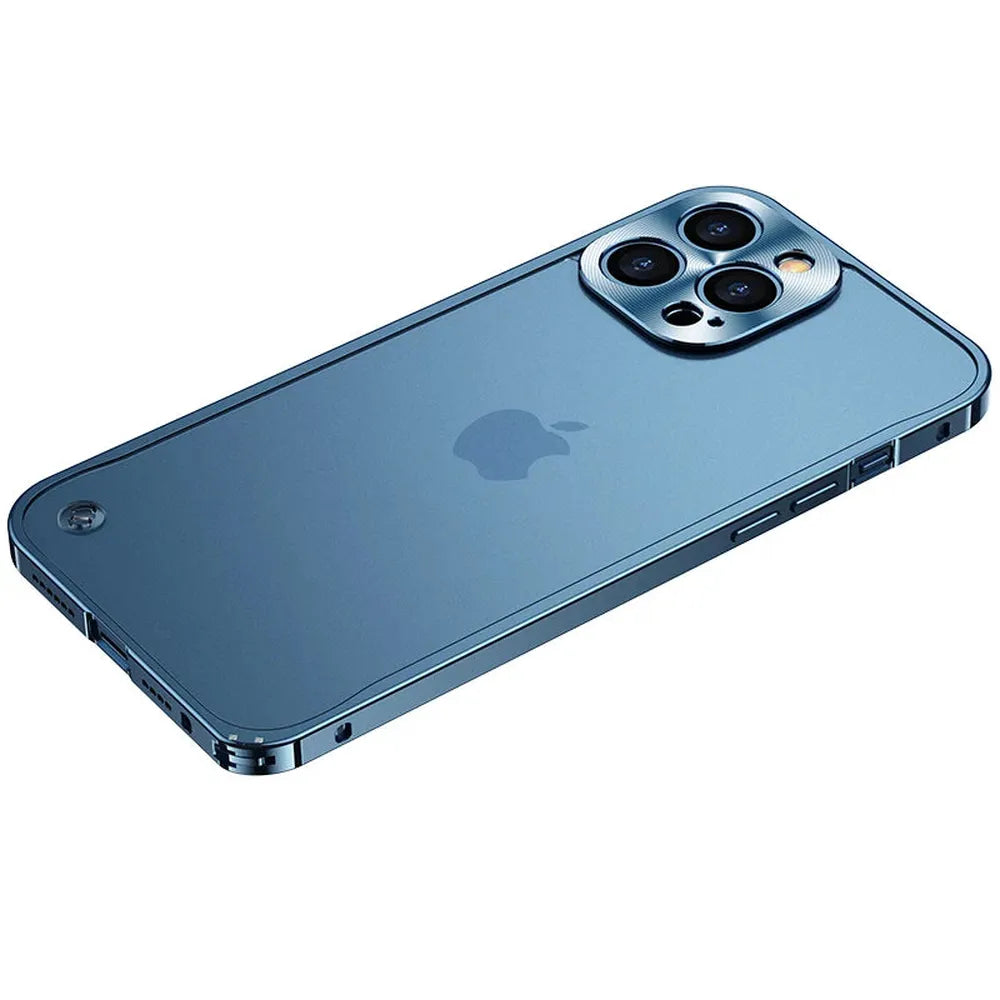 iPhone Case Machined Aluminum Frame Matte Back Cover Shock Protection Raised Edges with MagSafe Compatible Ring Precision Cutouts for 13 | Thomler