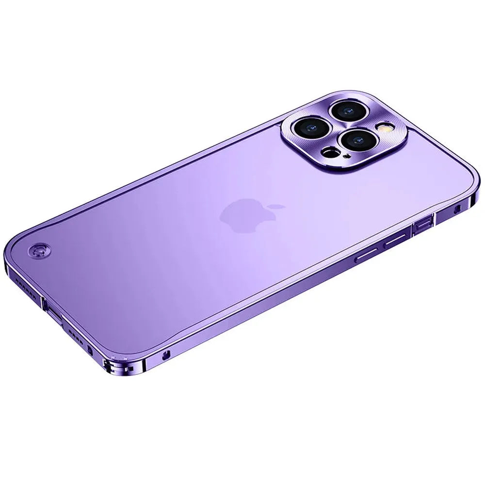 iPhone Case Machined Aluminum Frame Matte Back Cover Shock Protection Raised Edges with MagSafe Compatible Ring Precision Cutouts for 13 | Thomler