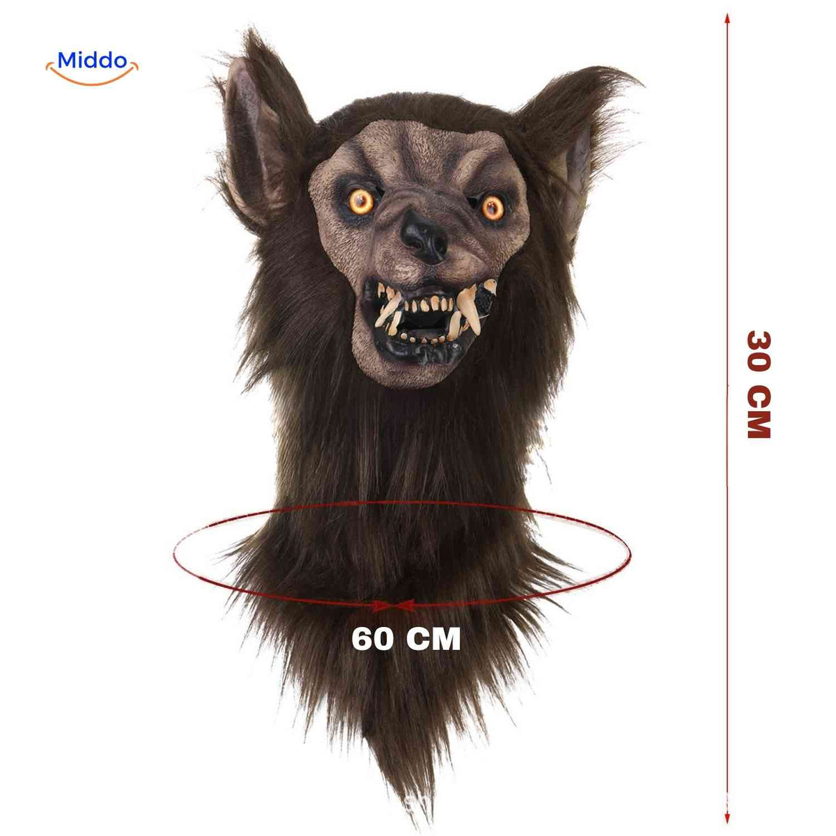 Werewolf Head Mask with Glow Effect – Realistic Latex Horror Mask for Halloween Parties Costume Events Cosplay & Scary Decorations | Thomler