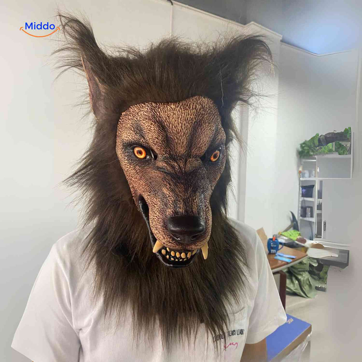 Werewolf Head Mask with Glow Effect – Realistic Latex Horror Mask for Halloween Parties Costume Events Cosplay & Scary Decorations | Thomler