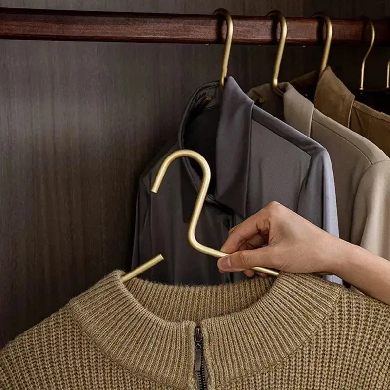 Clothes Hangers Metal 42.0 cm 16.5" Matte Gold Silver Wardrobe Storage Heavy Duty Suit Coat Closet Organiser Set | Thomler