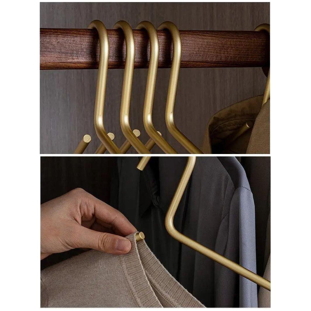 Clothes Hangers Metal 42.0 cm 16.5" Matte Gold Silver Wardrobe Storage Heavy Duty Suit Coat Closet Organiser Set | Thomler