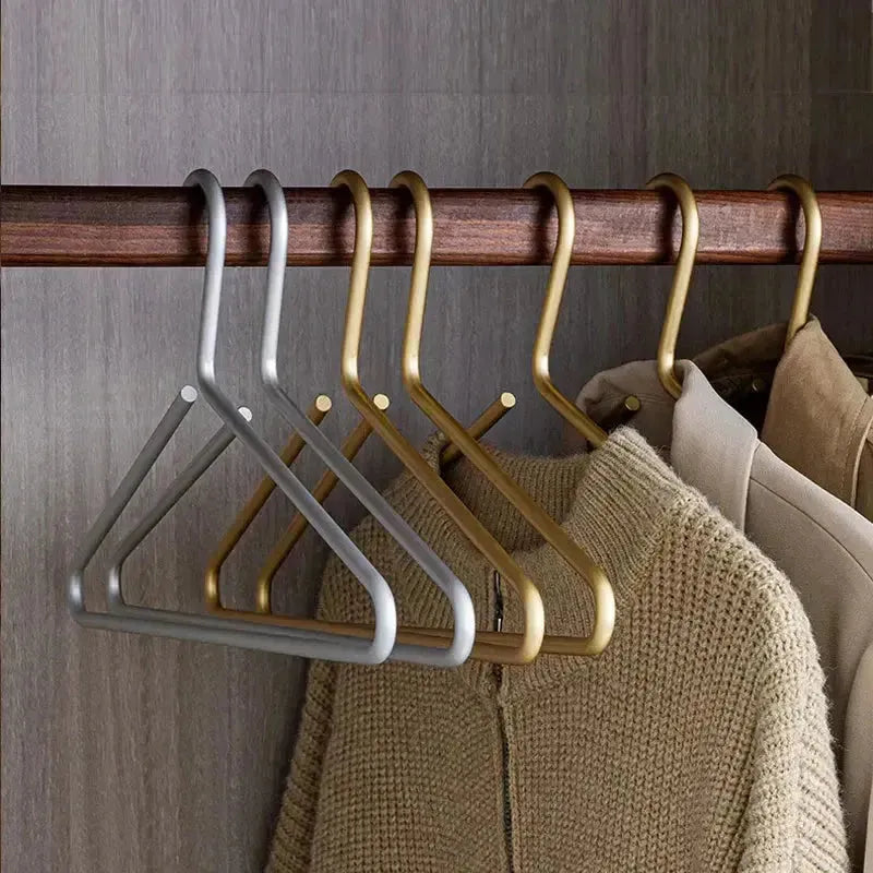 Clothes Hangers Metal 42.0 cm 16.5" Matte Gold Silver Wardrobe Storage Heavy Duty Suit Coat Closet Organiser Set | Thomler