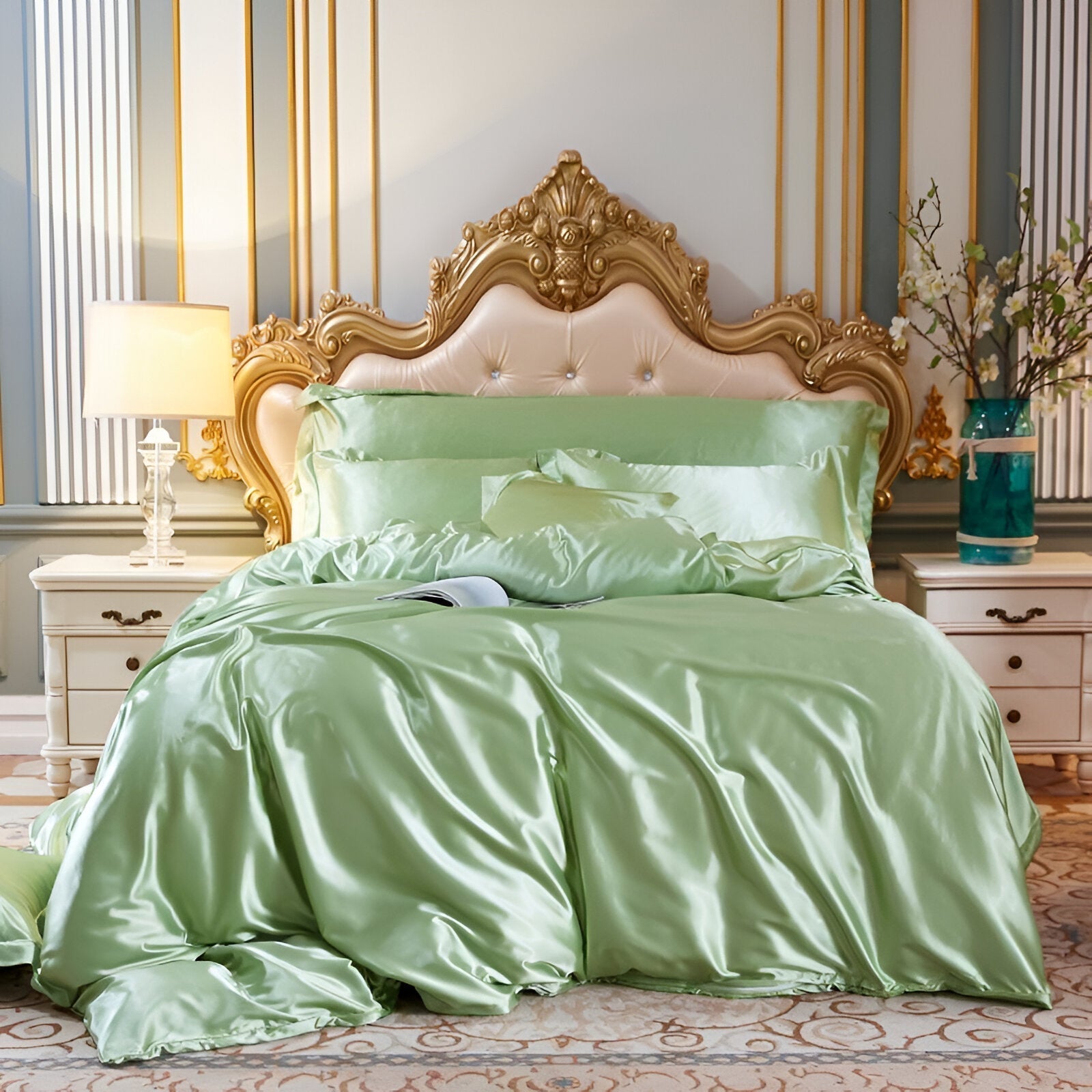 Bedding Set Mulberry Silk Blend 180 gsm Purple Bedroom Duvet Cover Fitted Sheet Pillowcases Luxury Sleep Set | Thomler