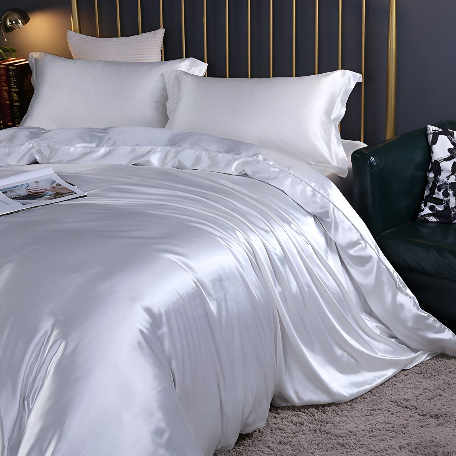 Bedding Set Mulberry Silk Blend 180 gsm Purple Bedroom Duvet Cover Fitted Sheet Pillowcases Luxury Sleep Set | Thomler