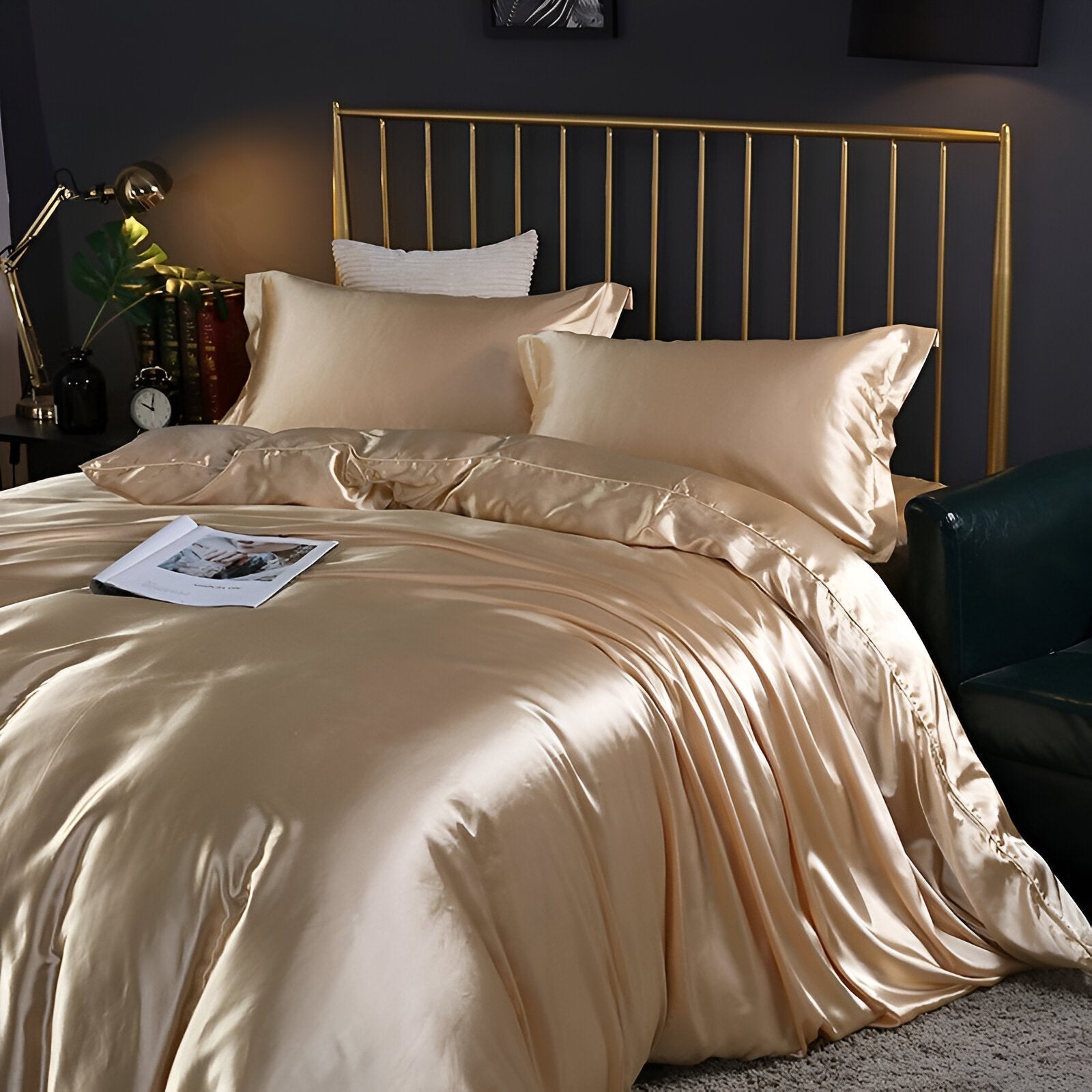 Bedding Set Mulberry Silk Blend 180 gsm Purple Bedroom Duvet Cover Fitted Sheet Pillowcases Luxury Sleep Set | Thomler