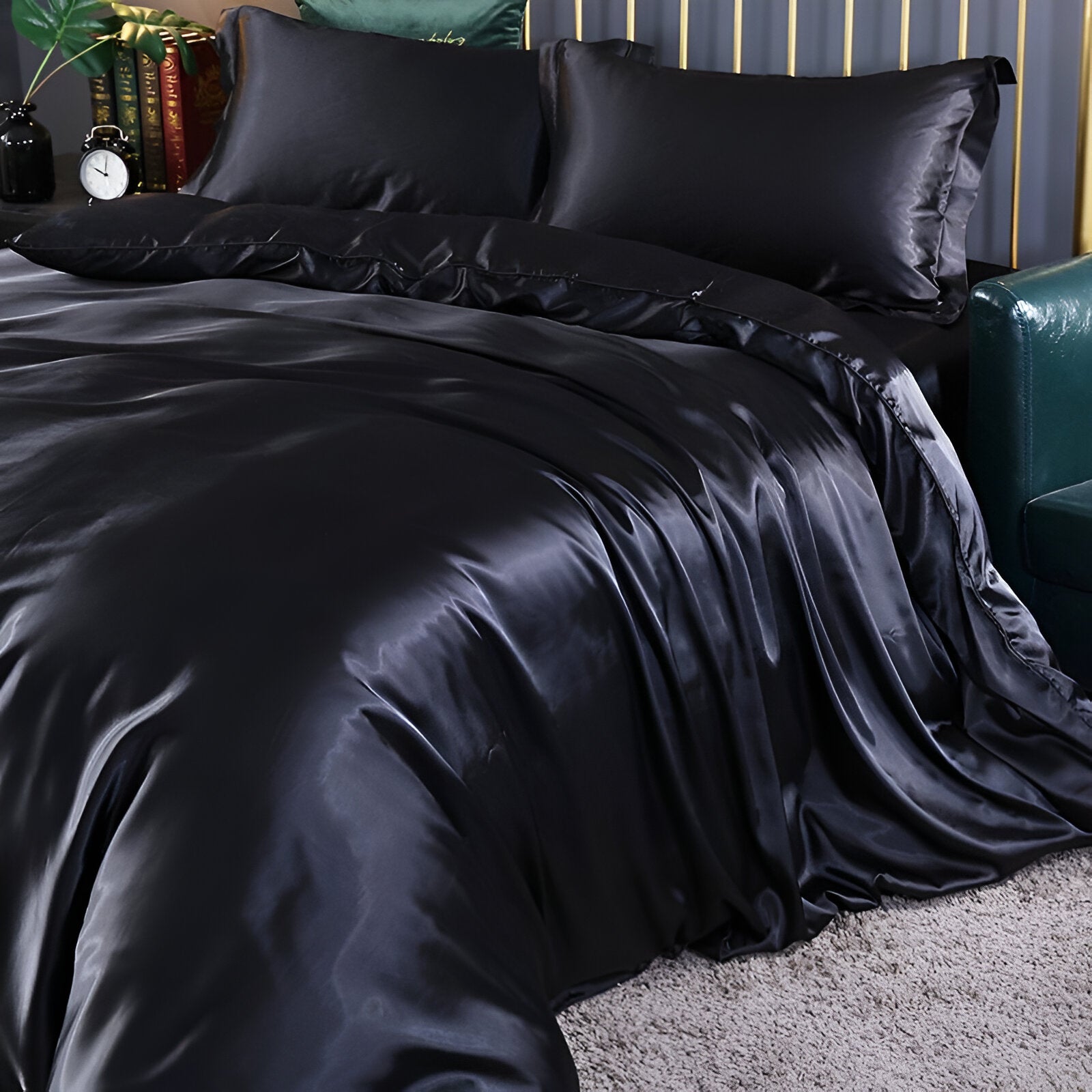 Bedding Set Mulberry Silk Blend 180 gsm Purple Bedroom Duvet Cover Fitted Sheet Pillowcases Luxury Sleep Set | Thomler