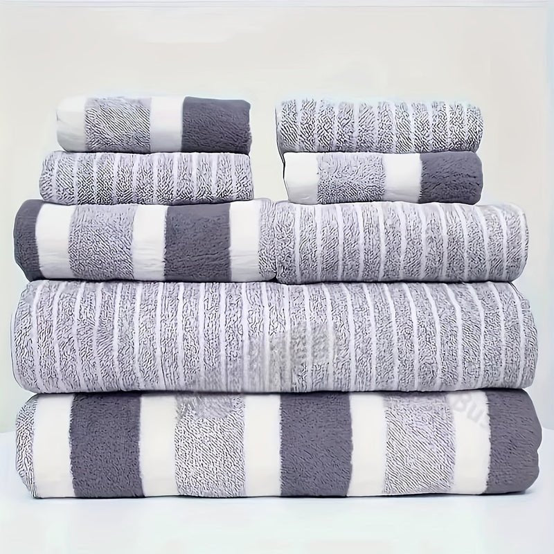 Microfiber Towel Set 8-Piece Quick-Dry Bath Hand Face Towels Ultra Absorbent for Bathroom Gym Travel Sports Compact Lightweight Soft | Thomler